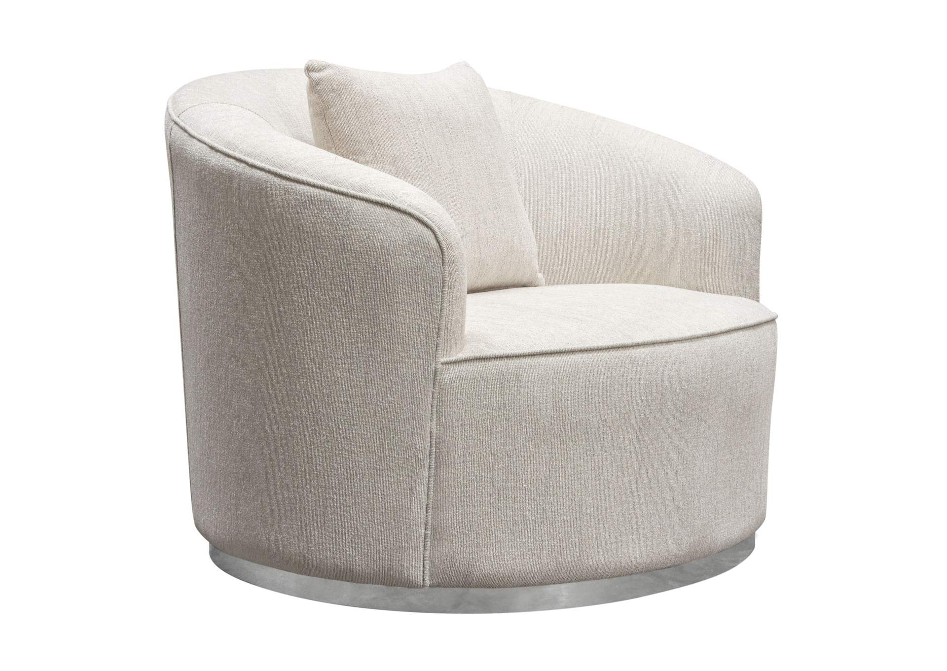 Raven Chair In Light Cream Fabric W/ Brushed Silver Accent Trim image 3