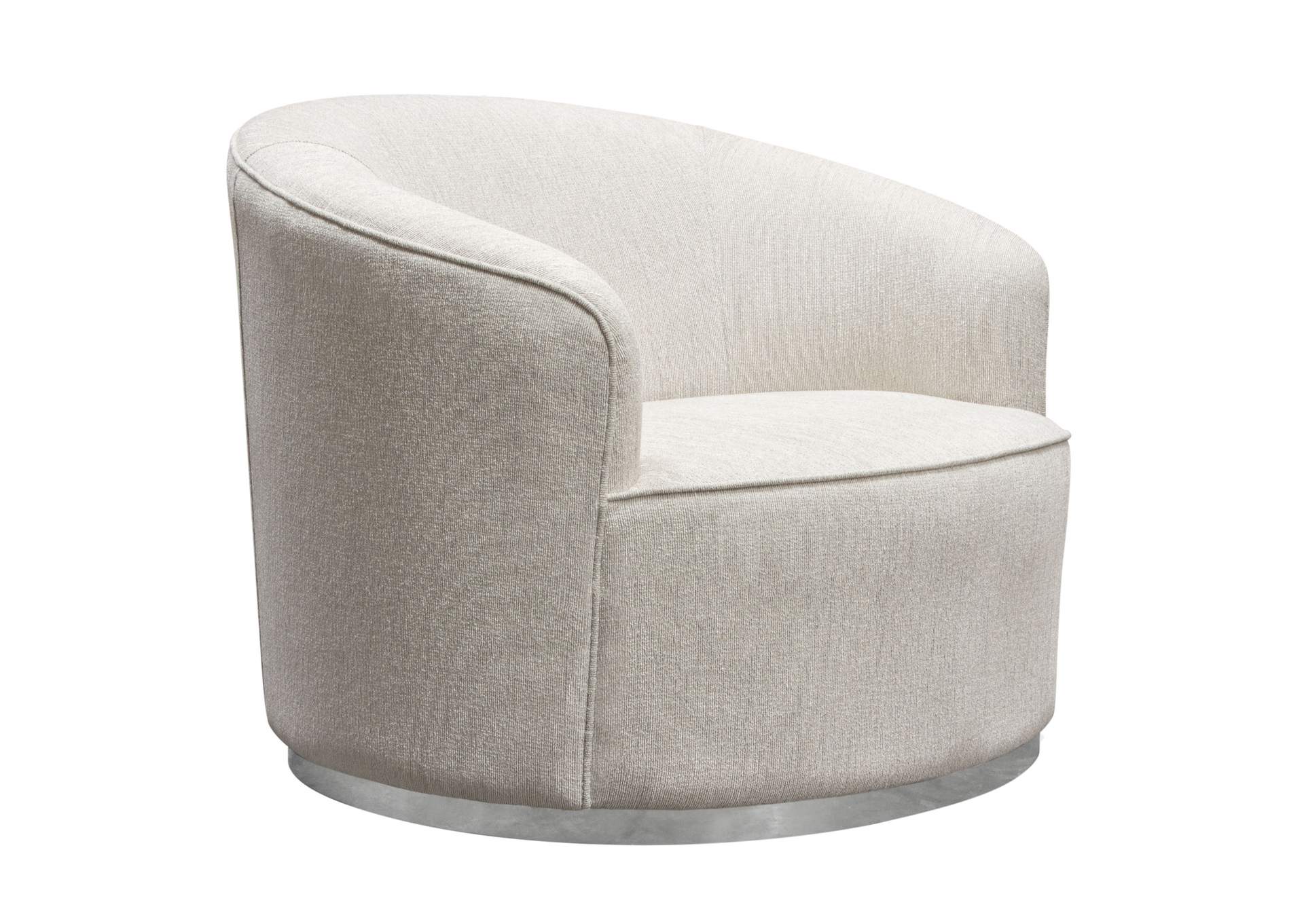 Raven Chair In Light Cream Fabric W/ Brushed Silver Accent Trim image 11