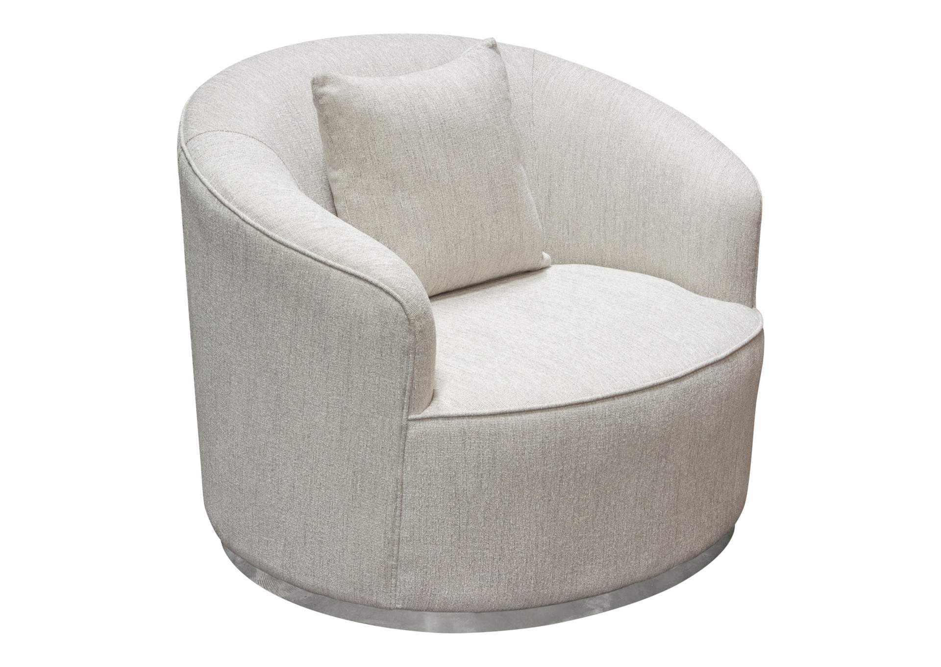 Raven Chair In Light Cream Fabric W/ Brushed Silver Accent Trim image 10