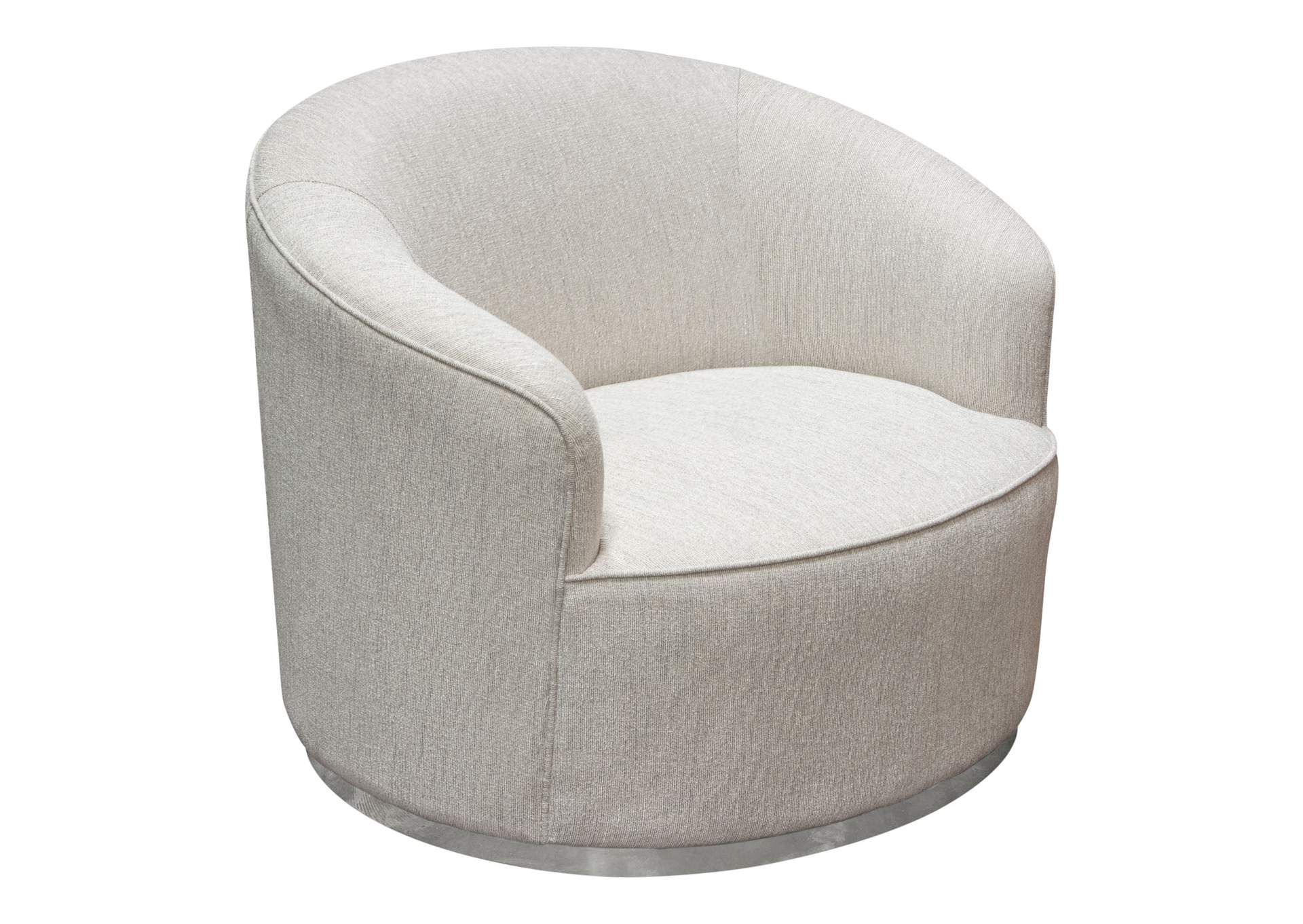 Raven Chair In Light Cream Fabric W/ Brushed Silver Accent Trim image 9