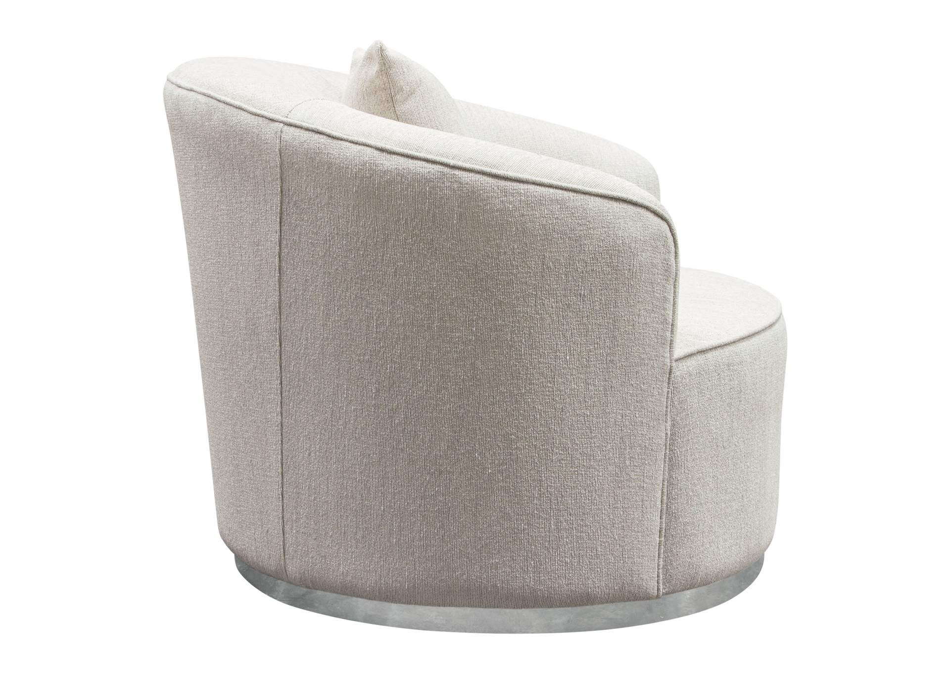 Raven Chair In Light Cream Fabric W/ Brushed Silver Accent Trim image 7