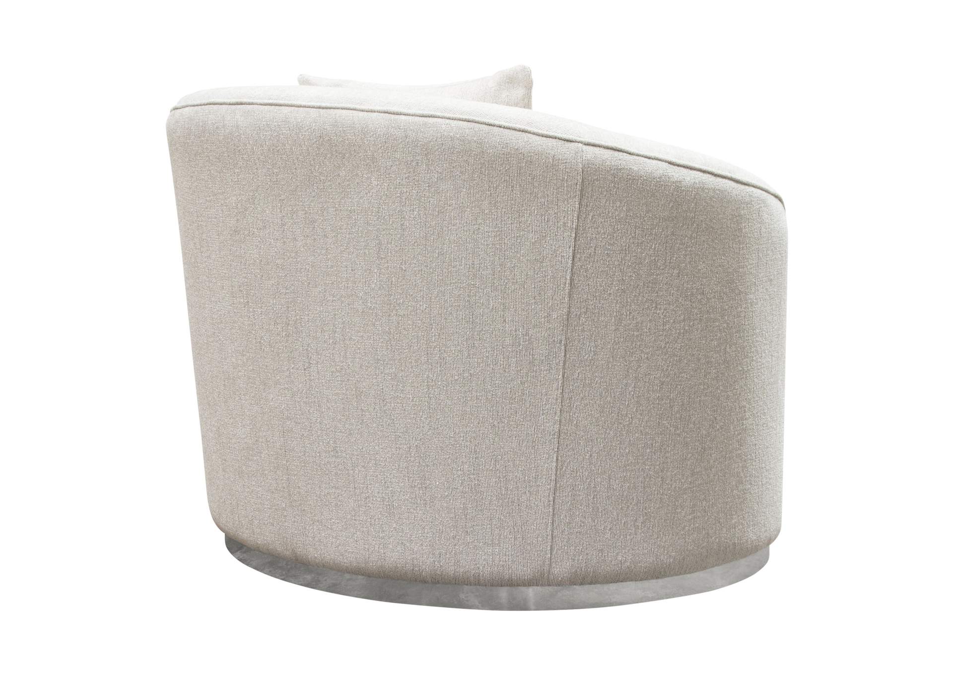 Raven Chair In Light Cream Fabric W/ Brushed Silver Accent Trim image 6