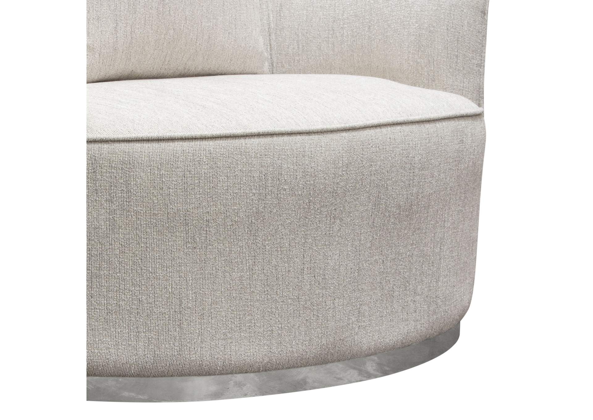 Raven Chair In Light Cream Fabric W/ Brushed Silver Accent Trim image 4