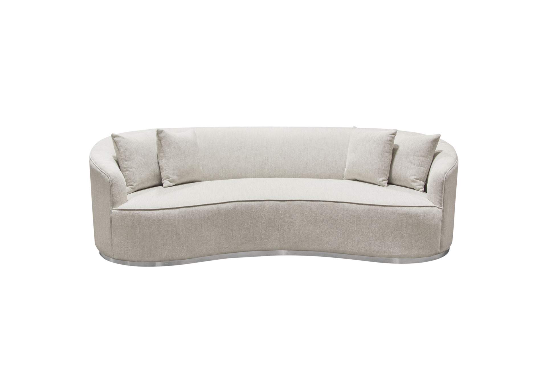 Raven Sofa In Light Cream Fabric W/ Brushed Silver Accent Trim image 1