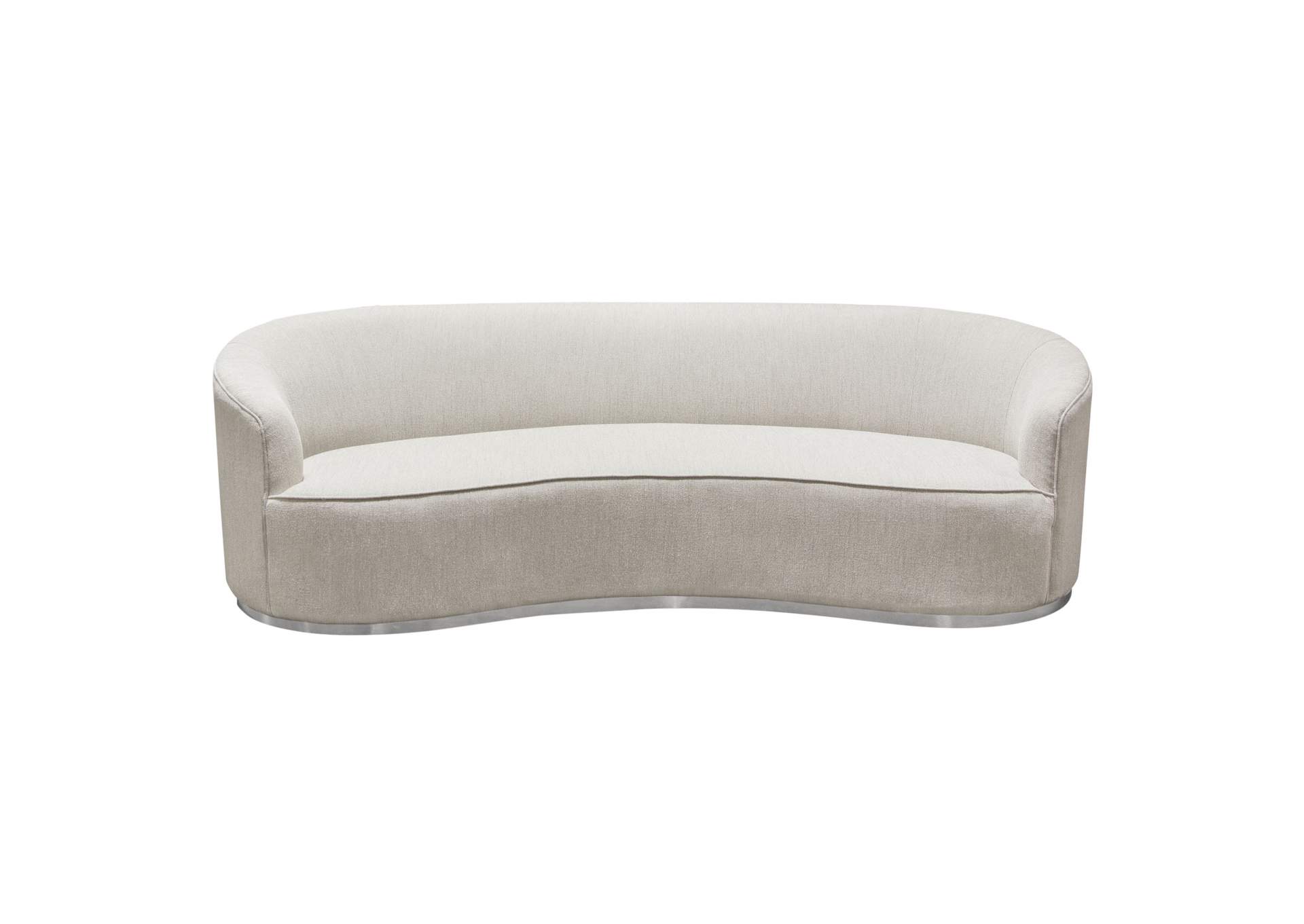 Raven Sofa In Light Cream Fabric W/ Brushed Silver Accent Trim image 18