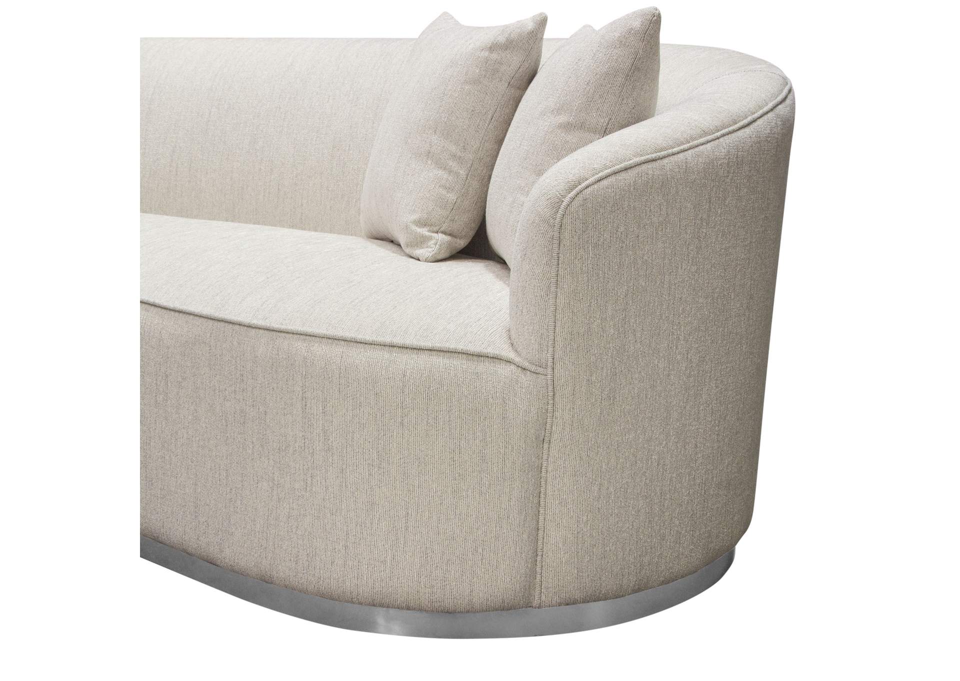 Raven Sofa In Light Cream Fabric W/ Brushed Silver Accent Trim image 17