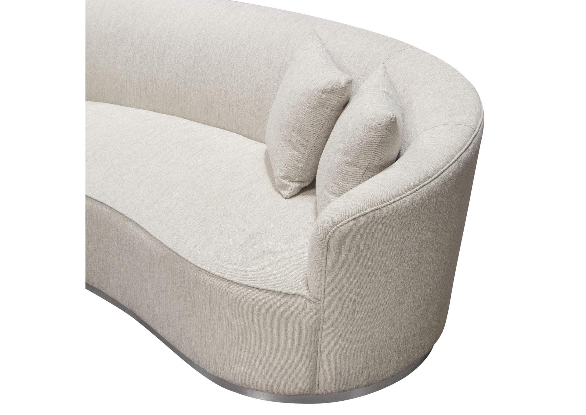 Raven Sofa In Light Cream Fabric W/ Brushed Silver Accent Trim image 16