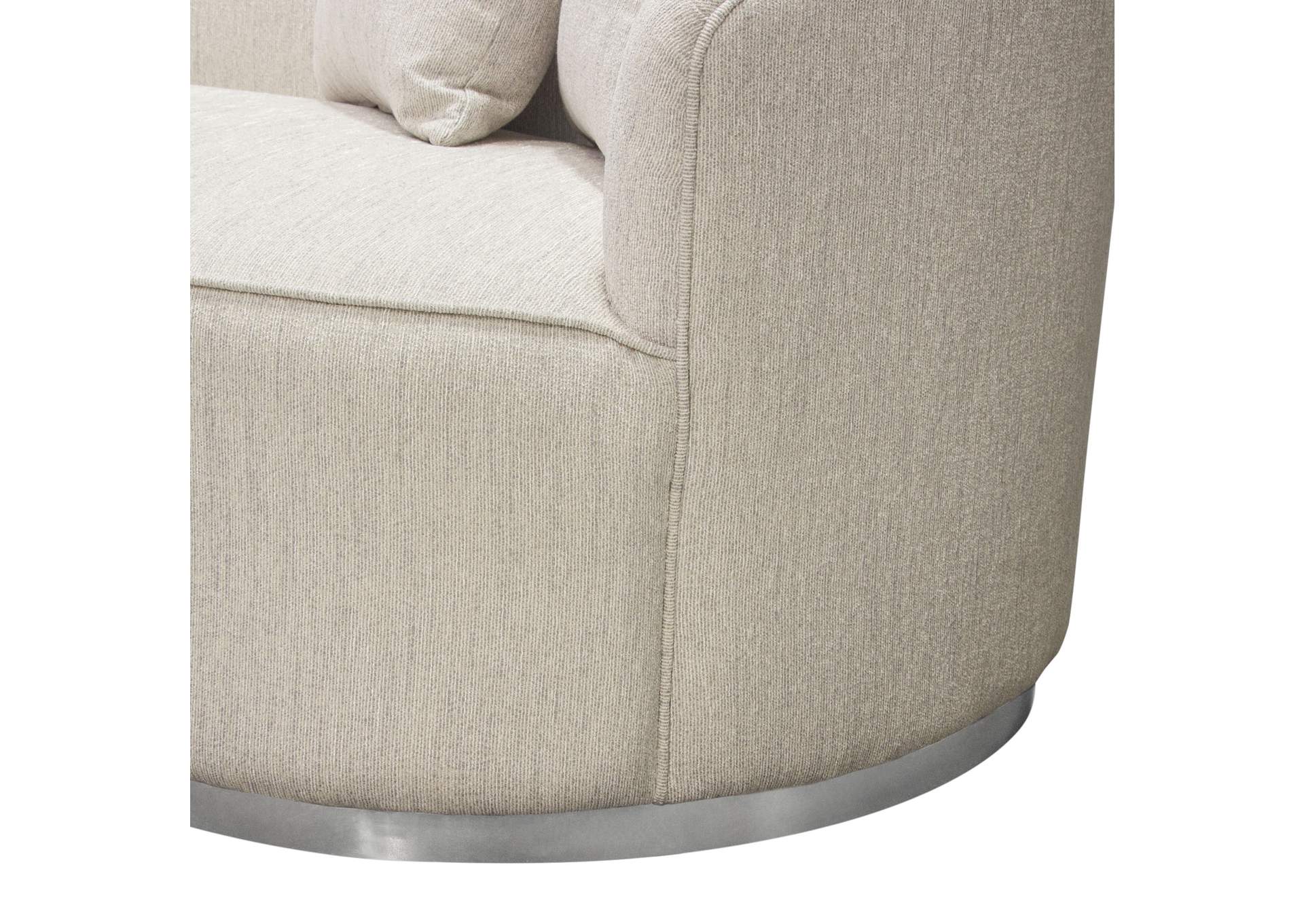 Raven Sofa In Light Cream Fabric W/ Brushed Silver Accent Trim image 15