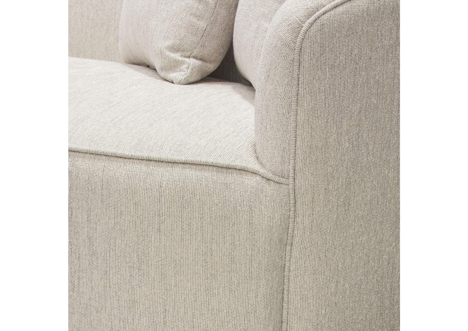 Raven Sofa In Light Cream Fabric W/ Brushed Silver Accent Trim image 14