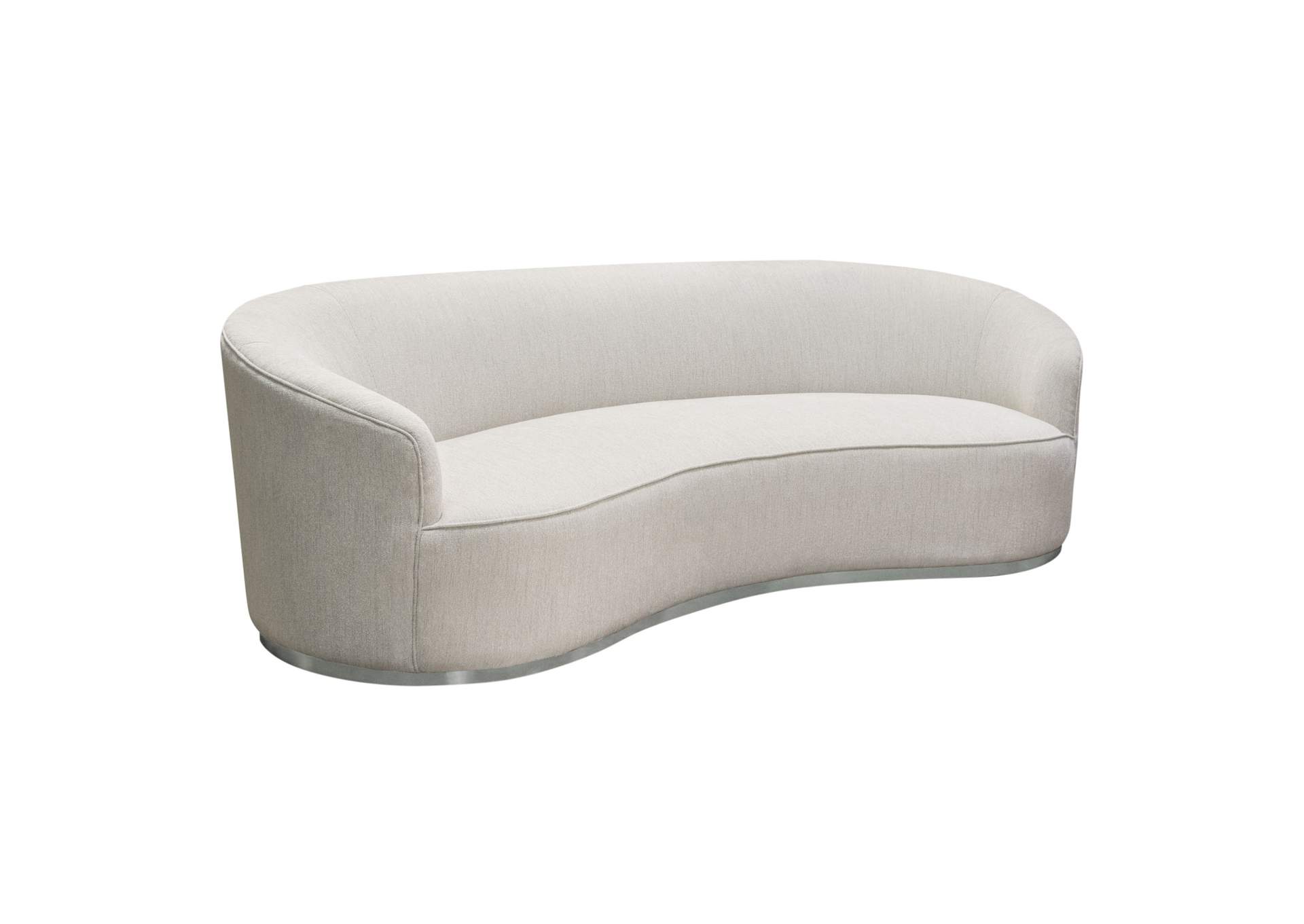Raven Sofa In Light Cream Fabric W/ Brushed Silver Accent Trim image 11