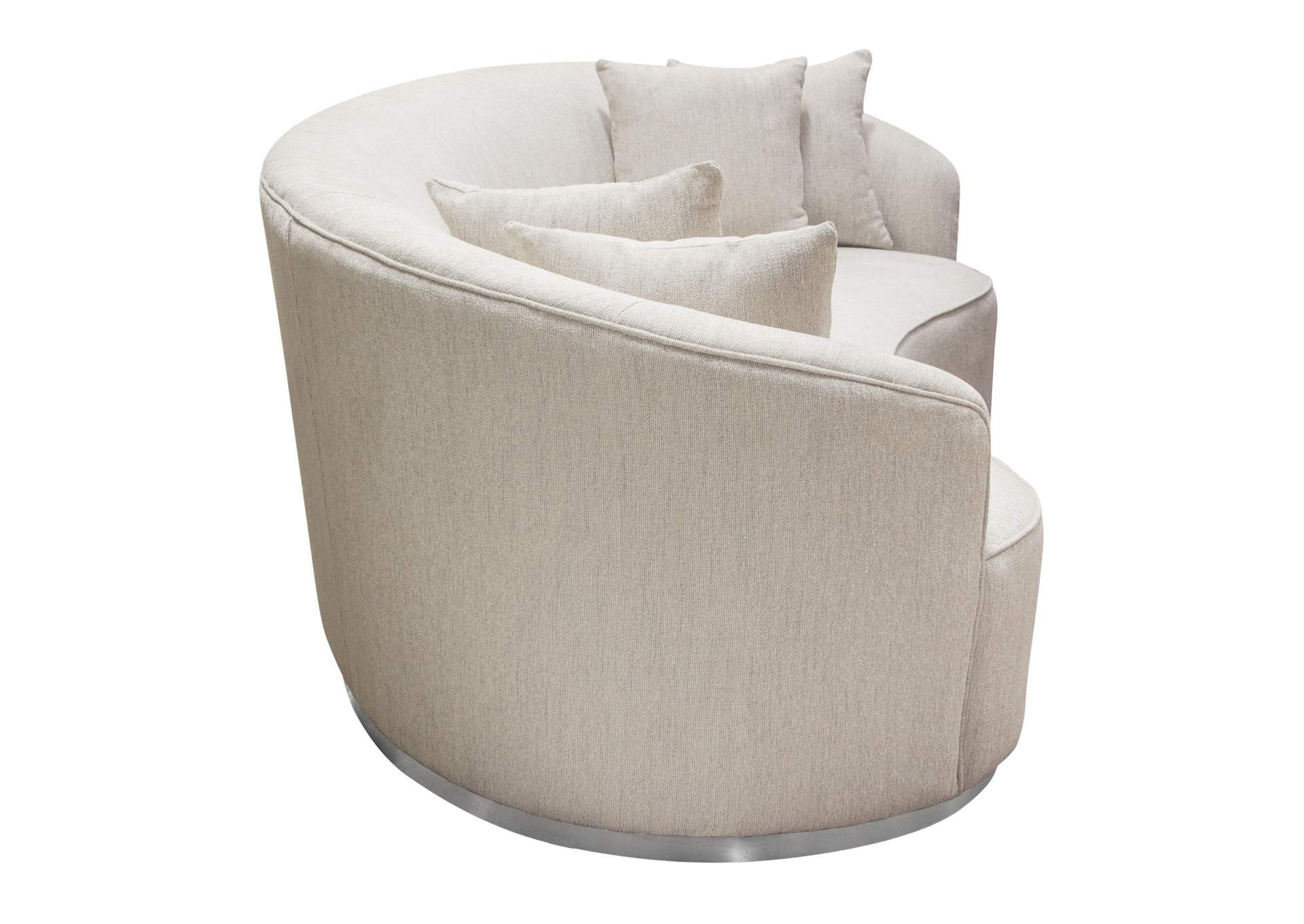 Raven Sofa In Light Cream Fabric W/ Brushed Silver Accent Trim image 10