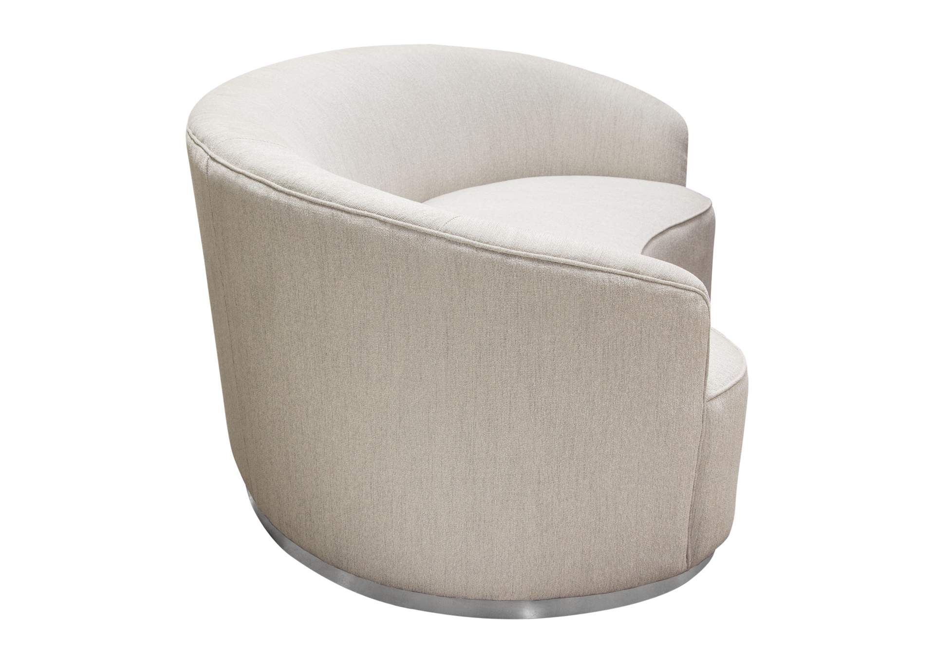Raven Sofa In Light Cream Fabric W/ Brushed Silver Accent Trim image 9