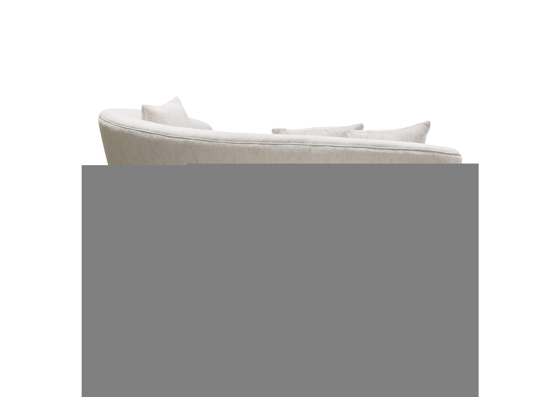 Raven Sofa In Light Cream Fabric W/ Brushed Silver Accent Trim image 7