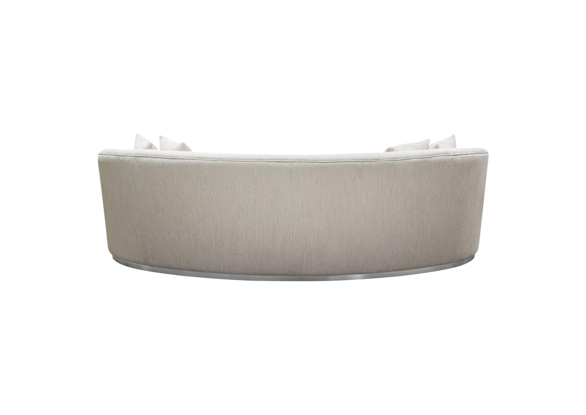 Raven Sofa In Light Cream Fabric W/ Brushed Silver Accent Trim image 6