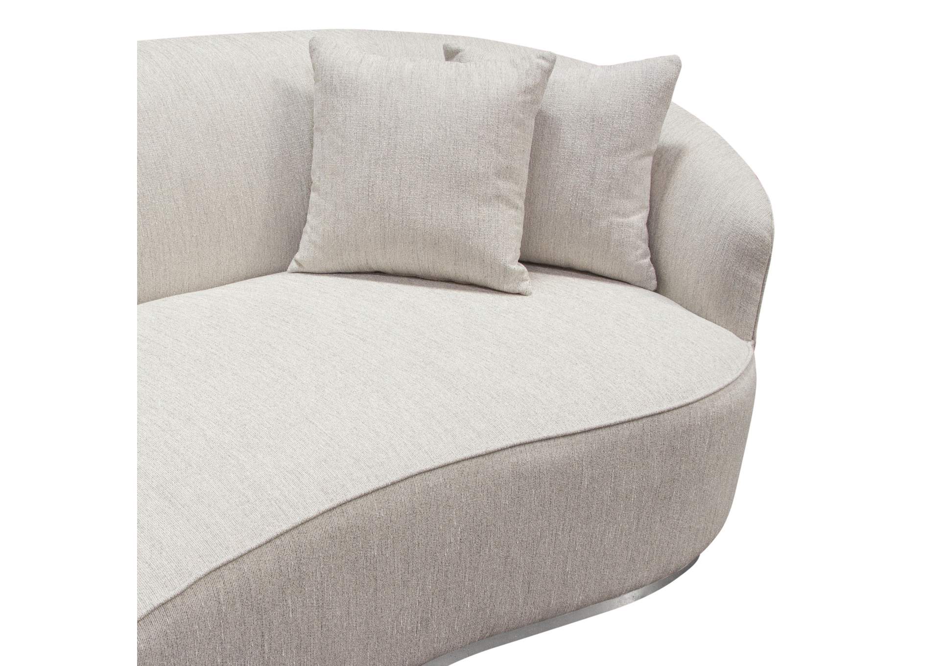 Raven Sofa In Light Cream Fabric W/ Brushed Silver Accent Trim image 5
