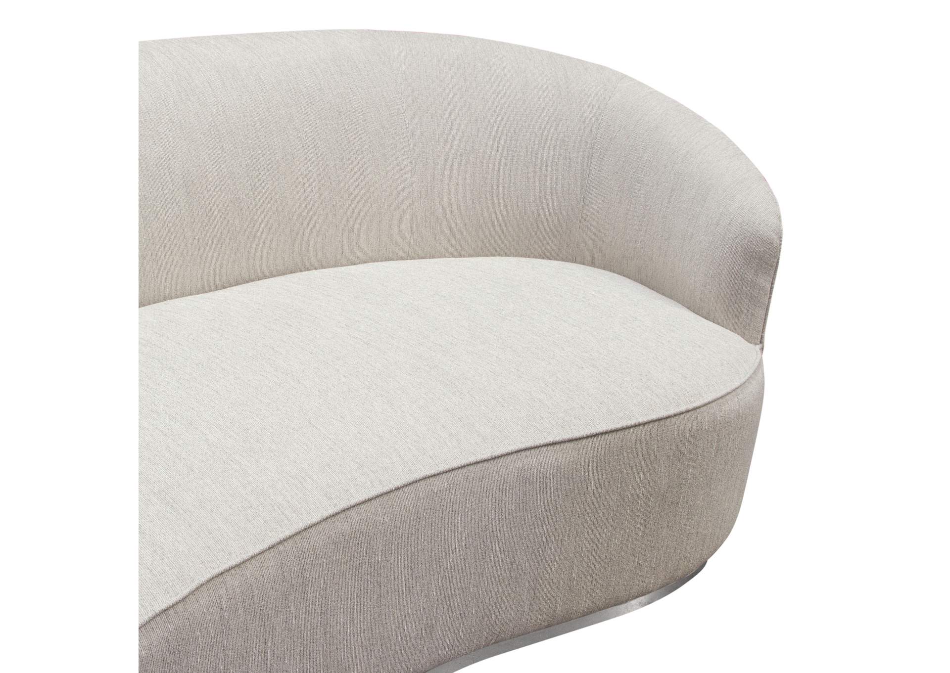 Raven Sofa In Light Cream Fabric W/ Brushed Silver Accent Trim image 4