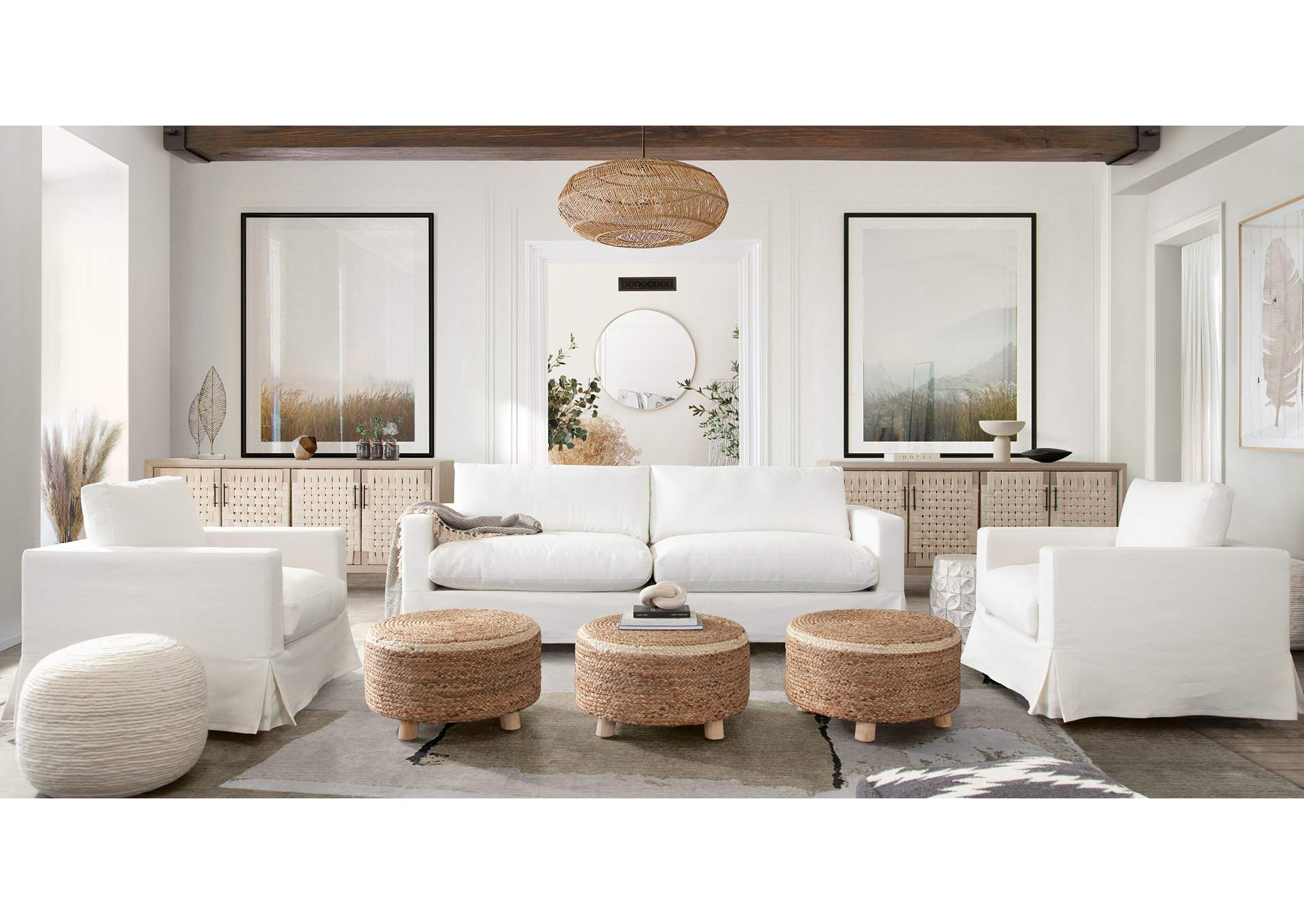 Savannah Slip-cover Chair In White Natural Linen image 5