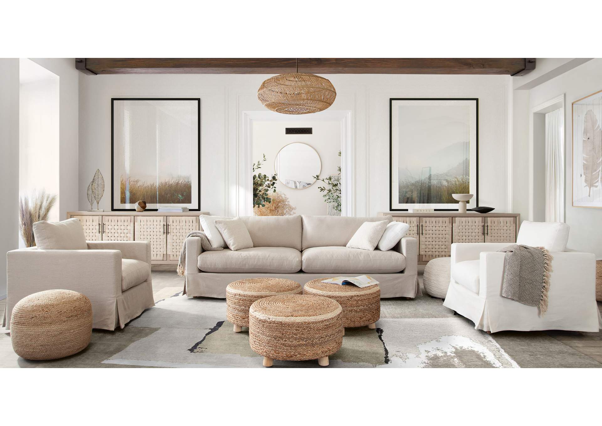 Savannah Slip-cover Sofa In Sand Natural Linen image 5