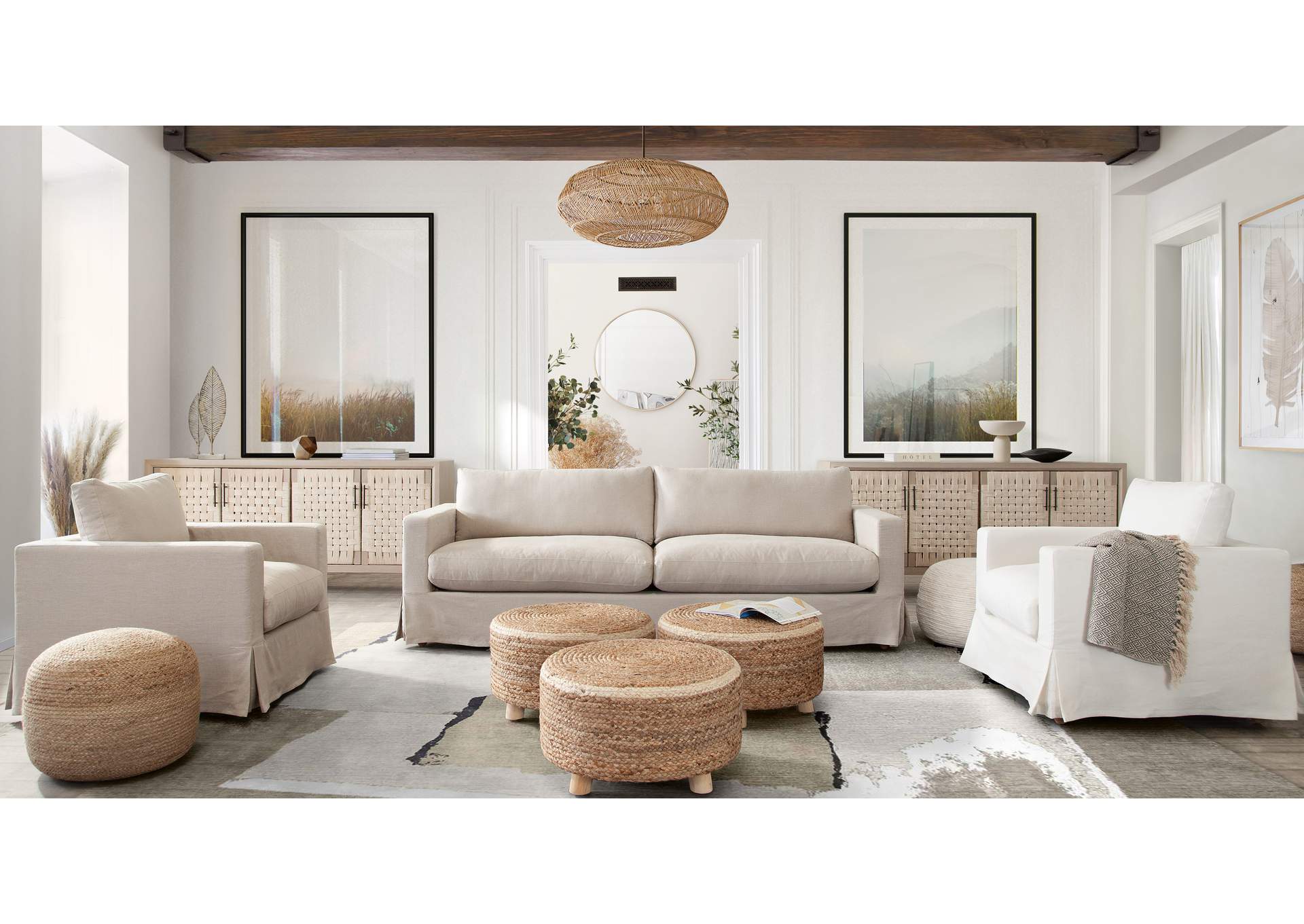 Savannah Slip-cover Sofa In Sand Natural Linen image 6