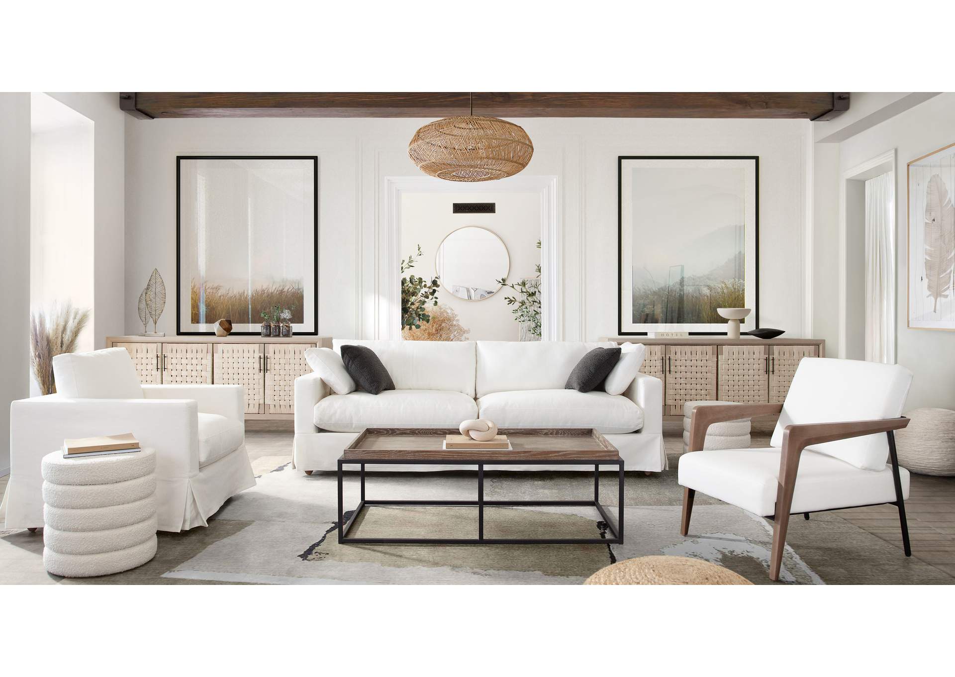 Savannah Slip-cover Sofa In White Natural Linen image 6