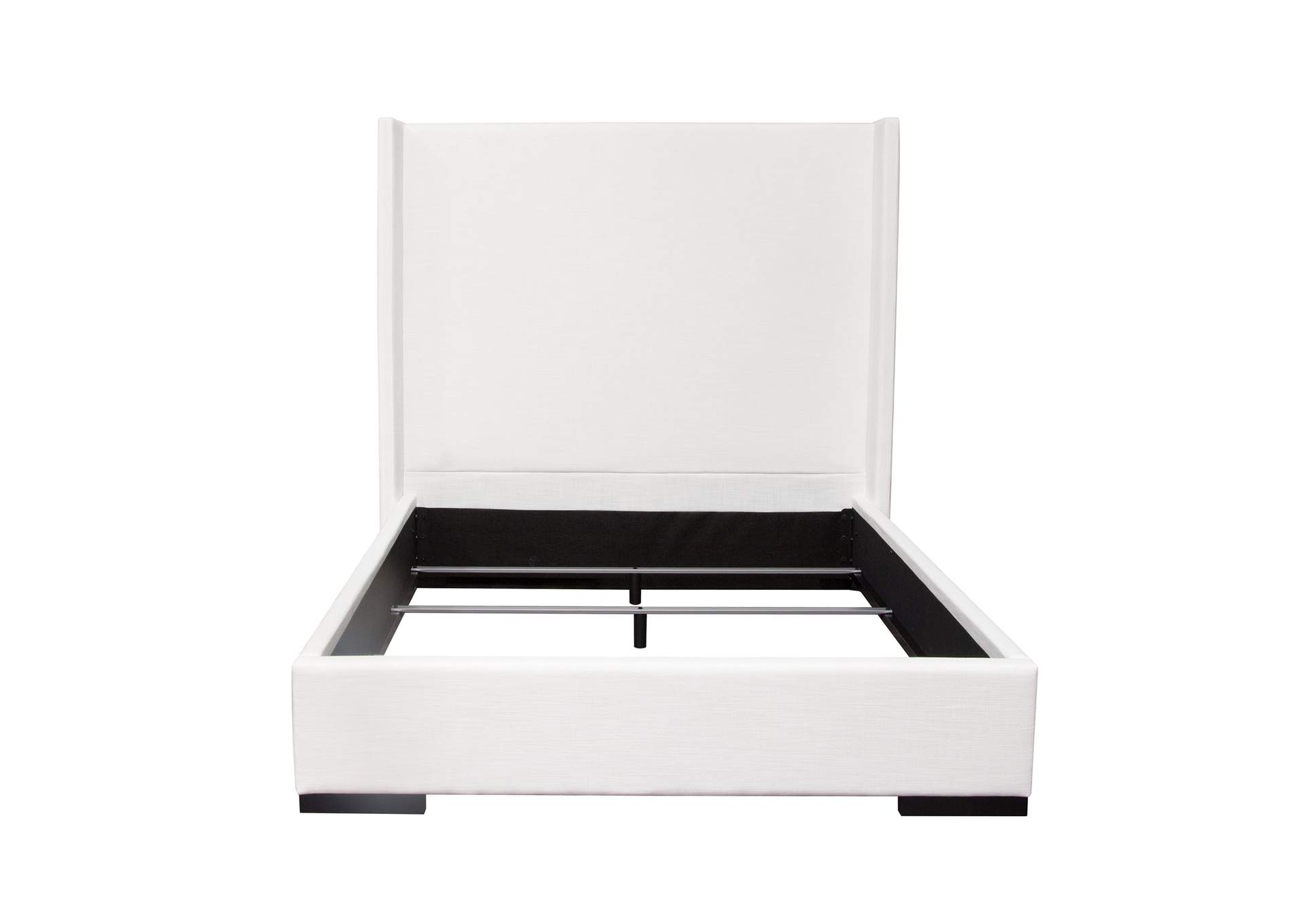 Seattle Queen Bed With Vintage Wing In White Linen image 1