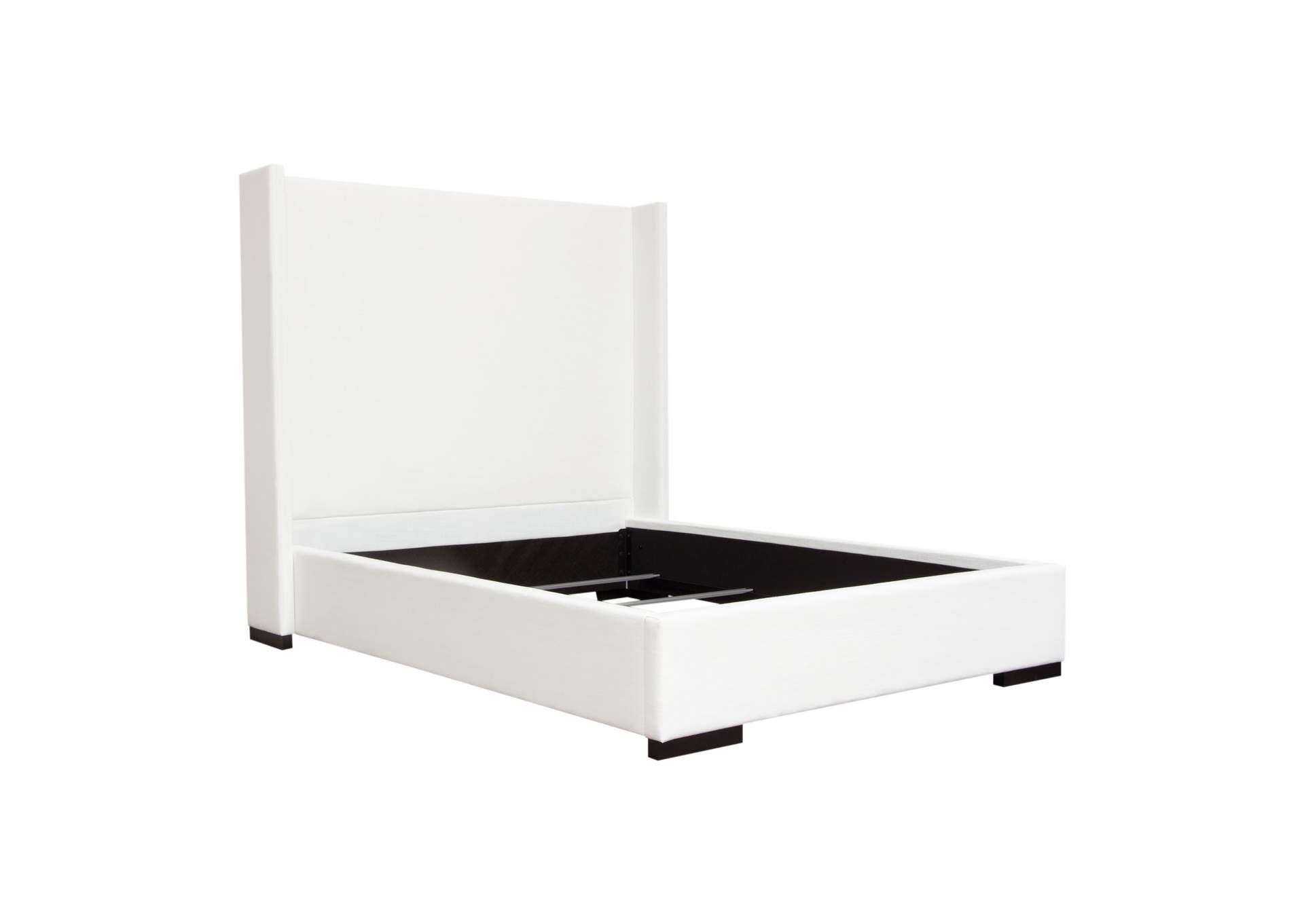 Seattle Queen Bed With Vintage Wing In White Linen image 3