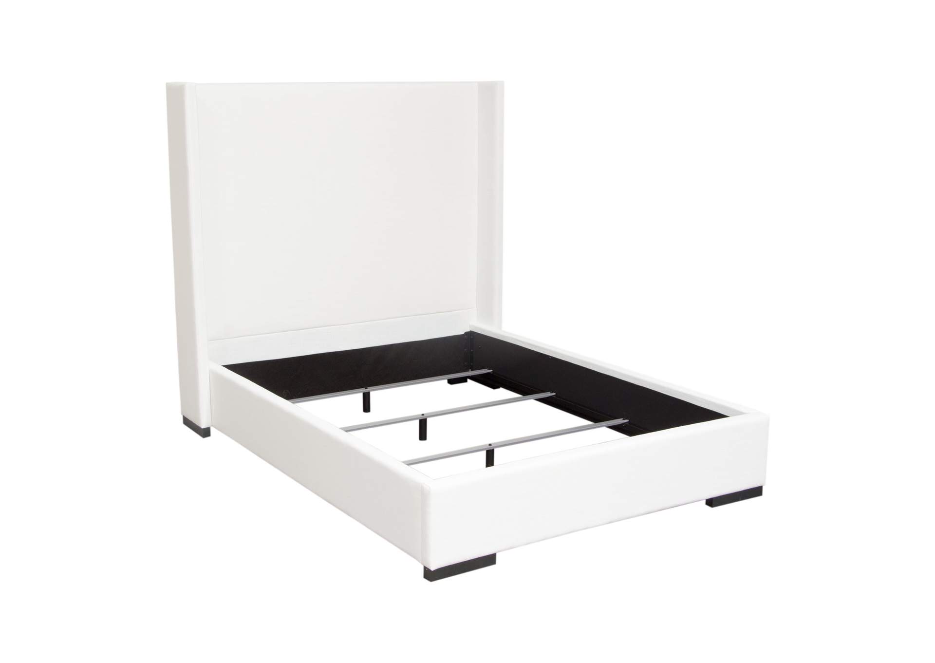 Seattle Queen Bed With Vintage Wing In White Linen image 6