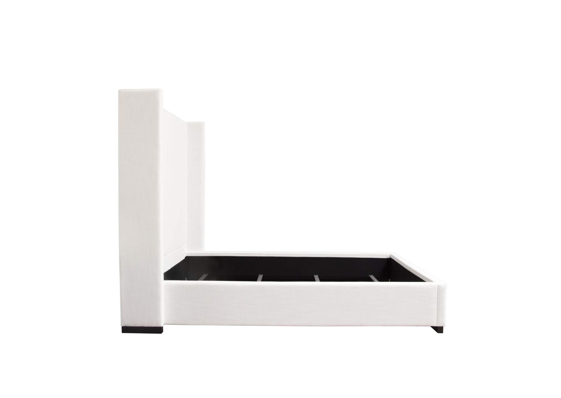 Seattle Queen Bed With Vintage Wing In White Linen image 7