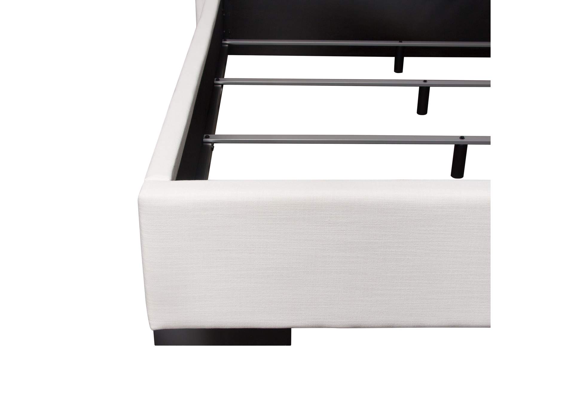 Seattle Queen Bed With Vintage Wing In White Linen image 10