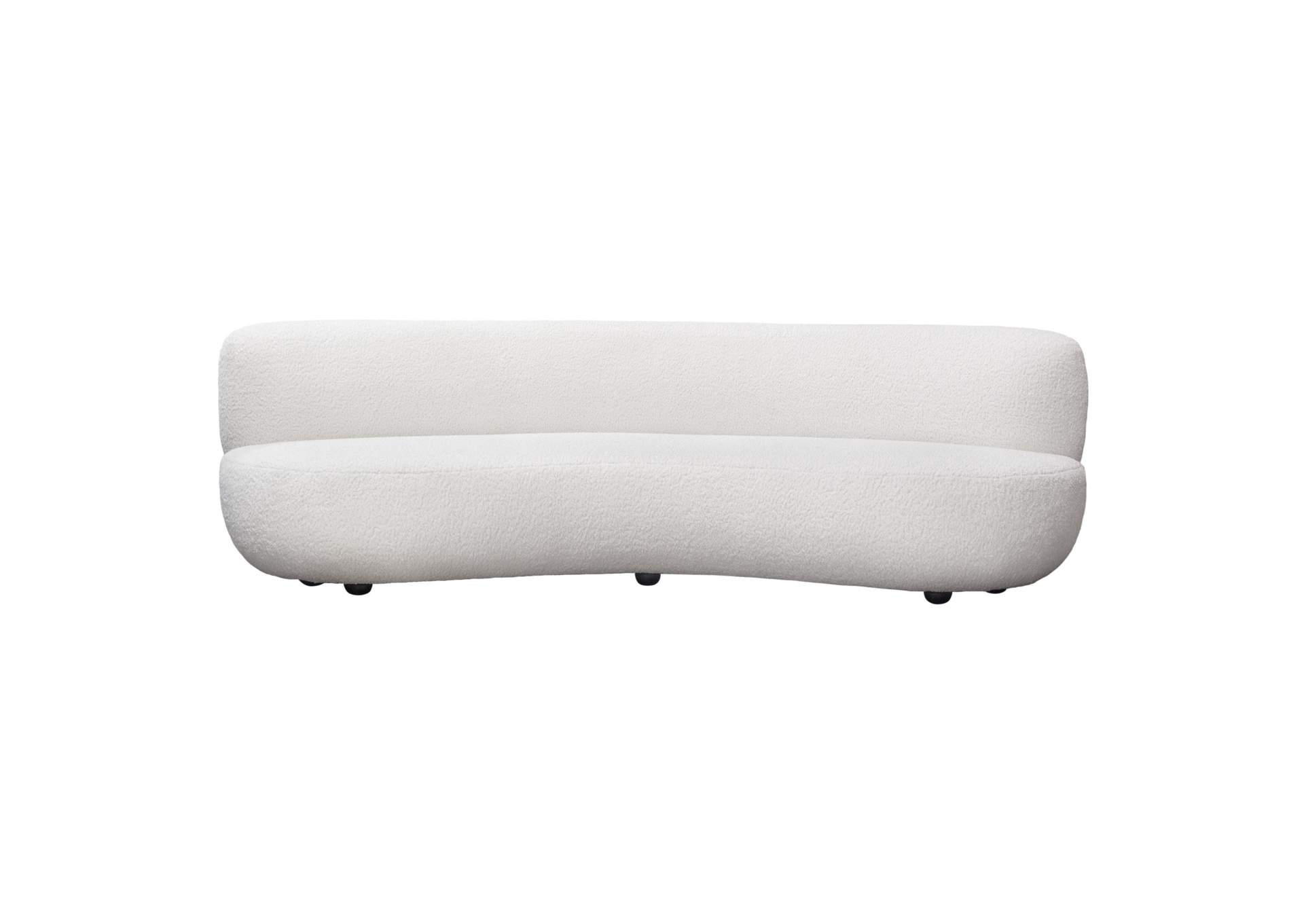 Simone Curved Sofa In White Faux Sheepskin Fabric image 1