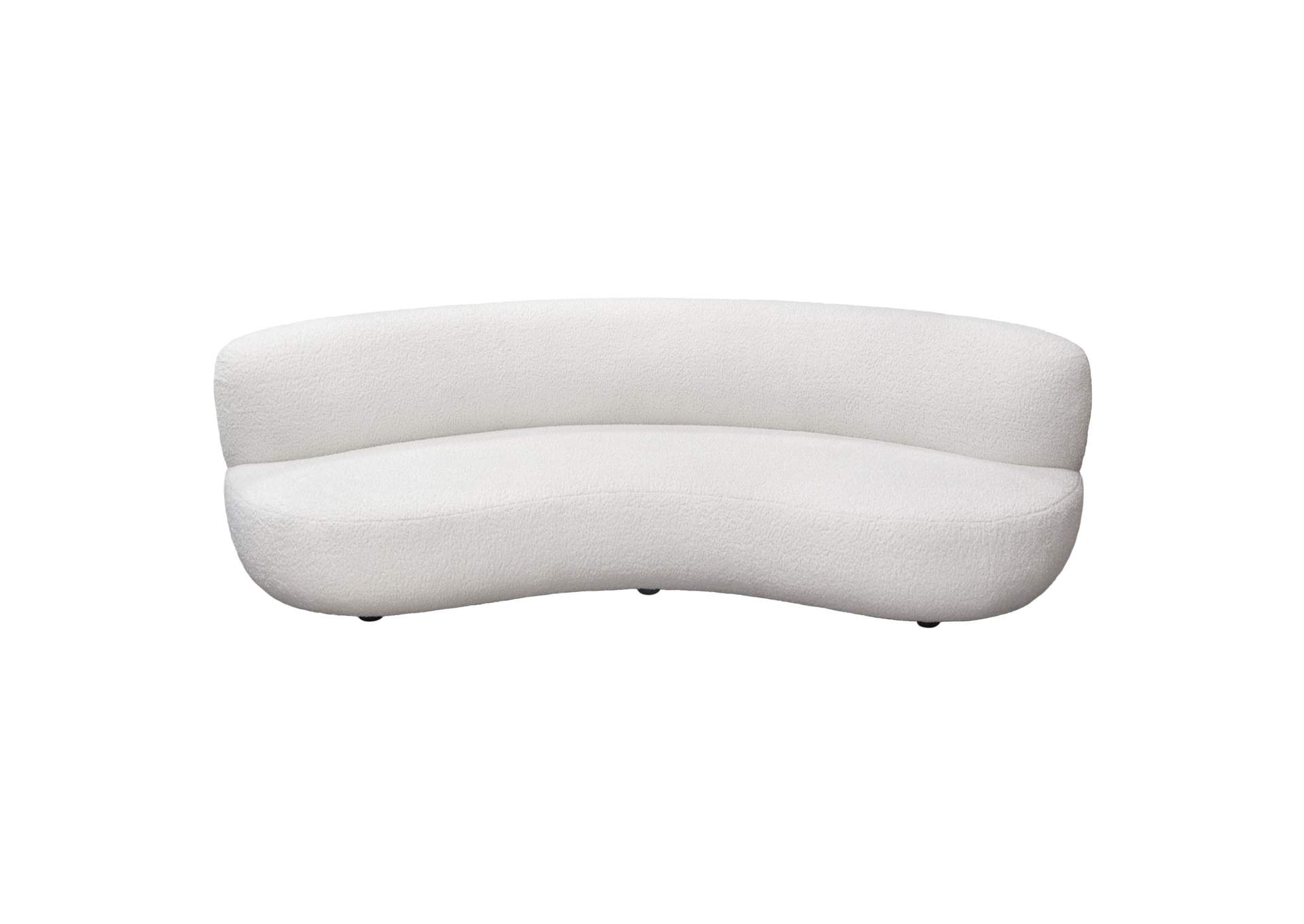 Simone Curved Sofa In White Faux Sheepskin Fabric image 21