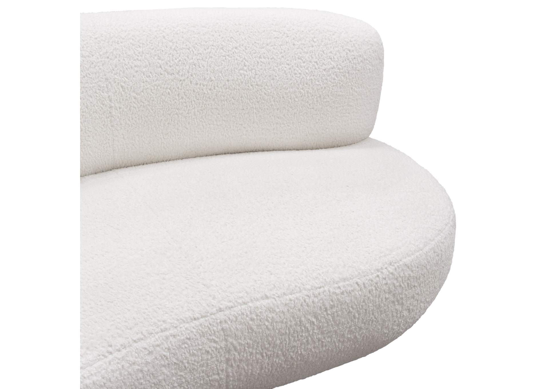 Simone Curved Sofa In White Faux Sheepskin Fabric image 20