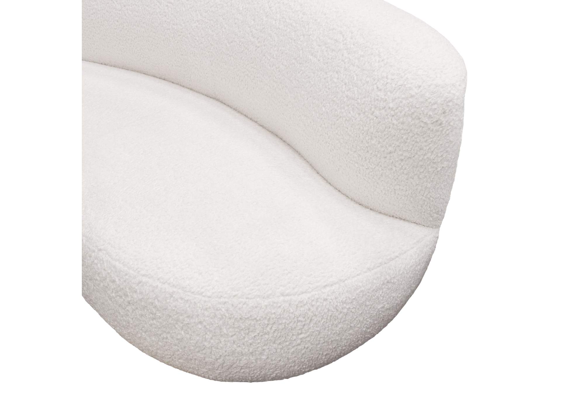 Simone Curved Sofa In White Faux Sheepskin Fabric image 19