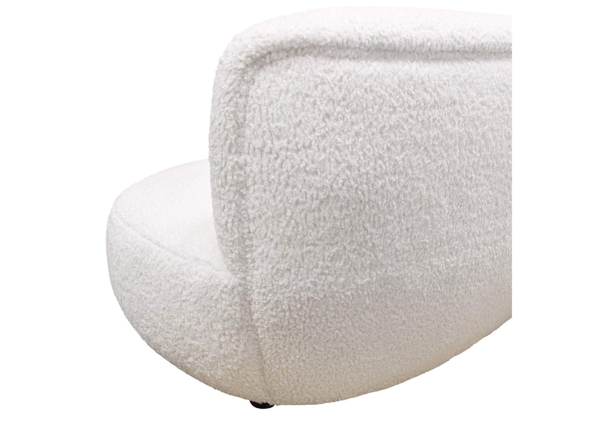Simone Curved Sofa In White Faux Sheepskin Fabric image 17