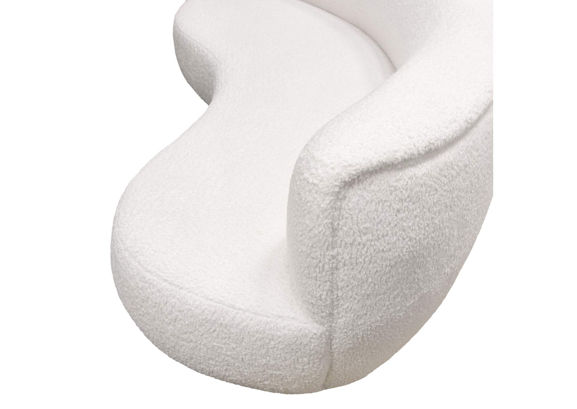 Simone Curved Sofa In White Faux Sheepskin Fabric image 16
