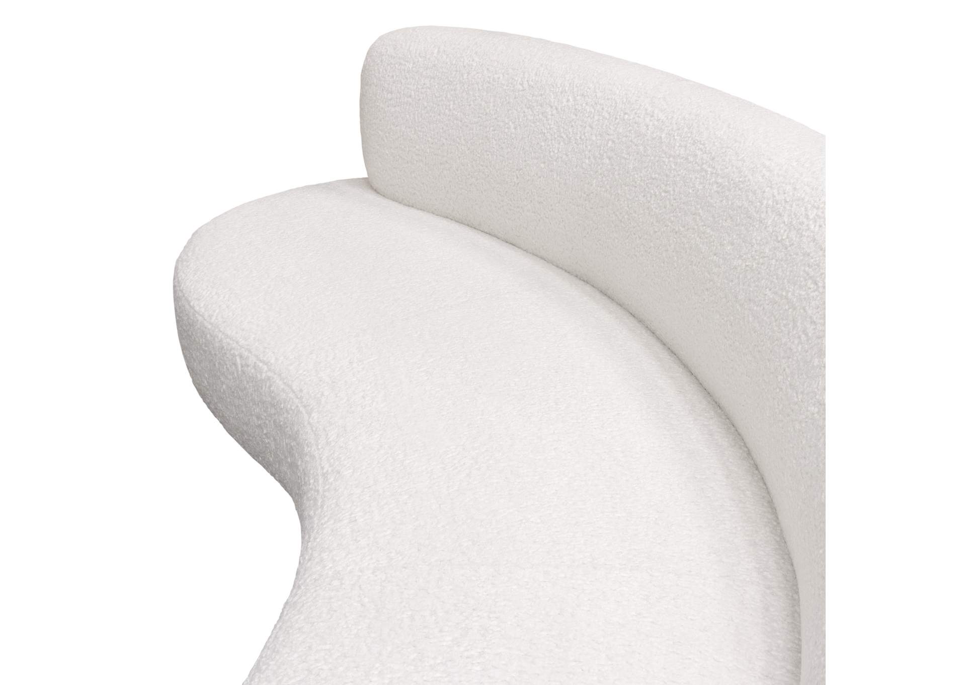 Simone Curved Sofa In White Faux Sheepskin Fabric image 15