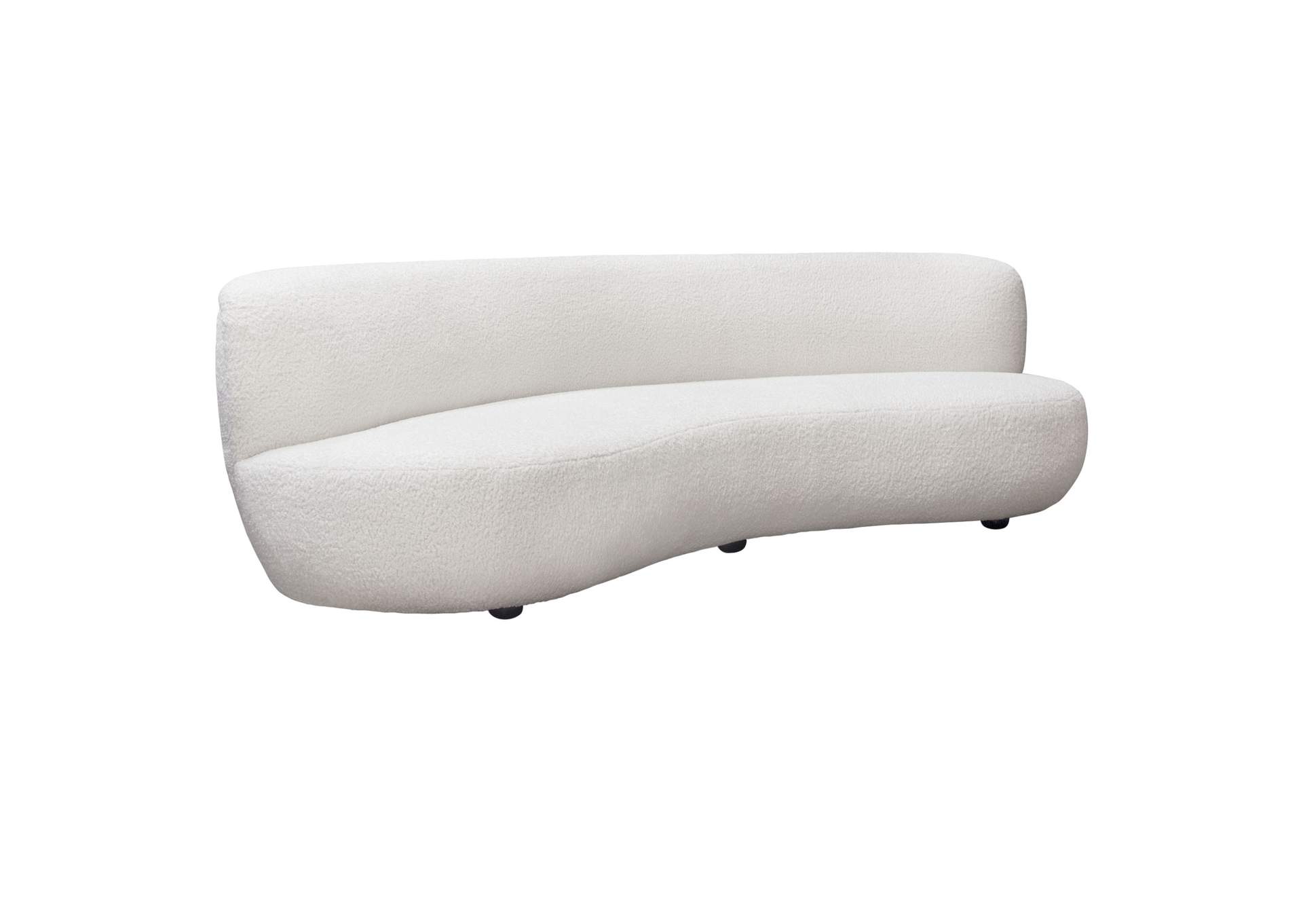 Simone Curved Sofa In White Faux Sheepskin Fabric image 12