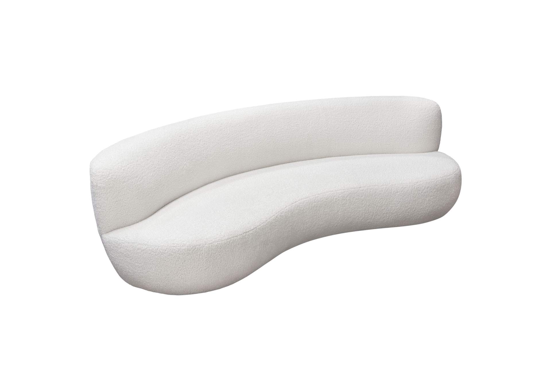 Simone Curved Sofa In White Faux Sheepskin Fabric image 11