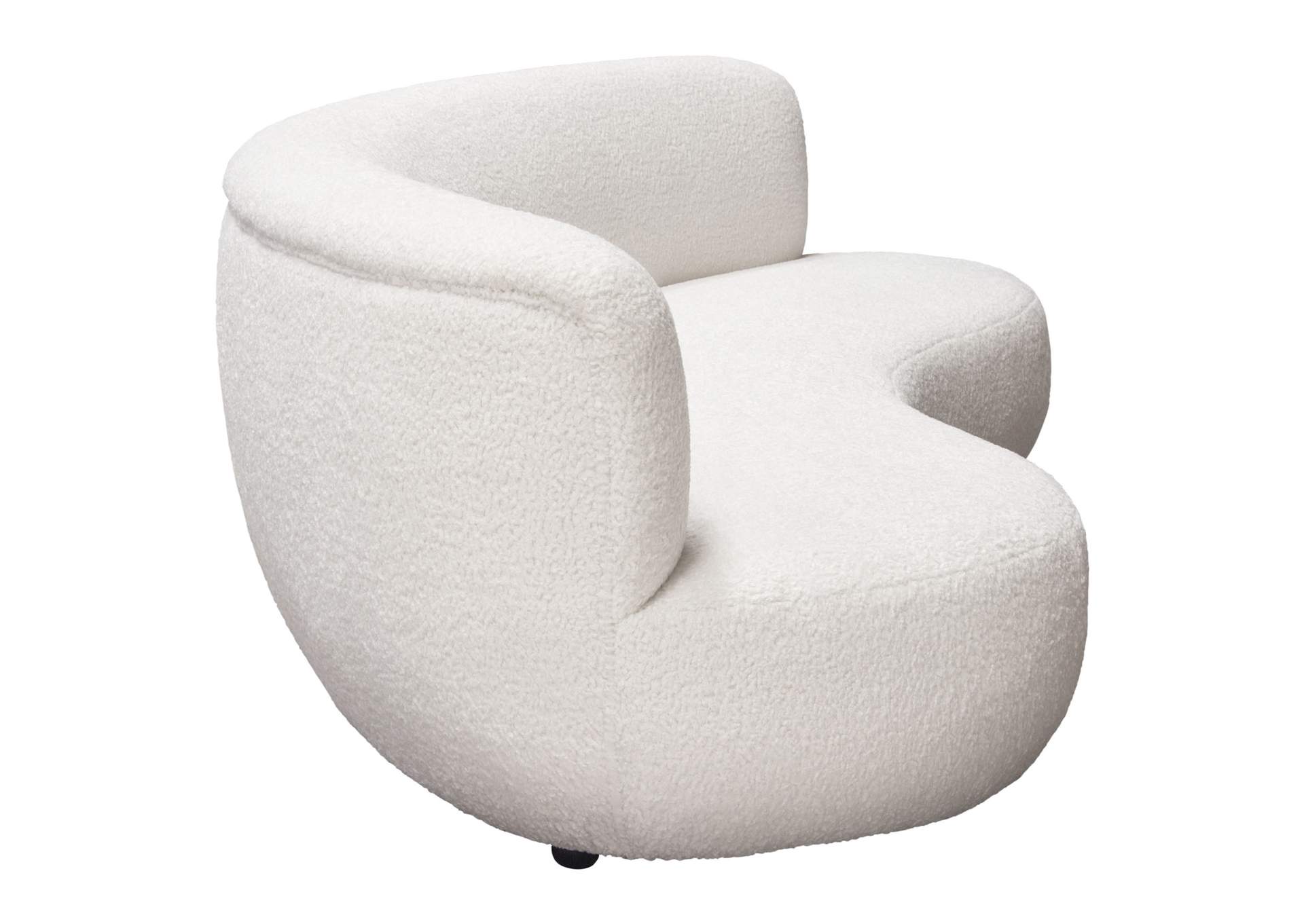 Simone Curved Sofa In White Faux Sheepskin Fabric image 10