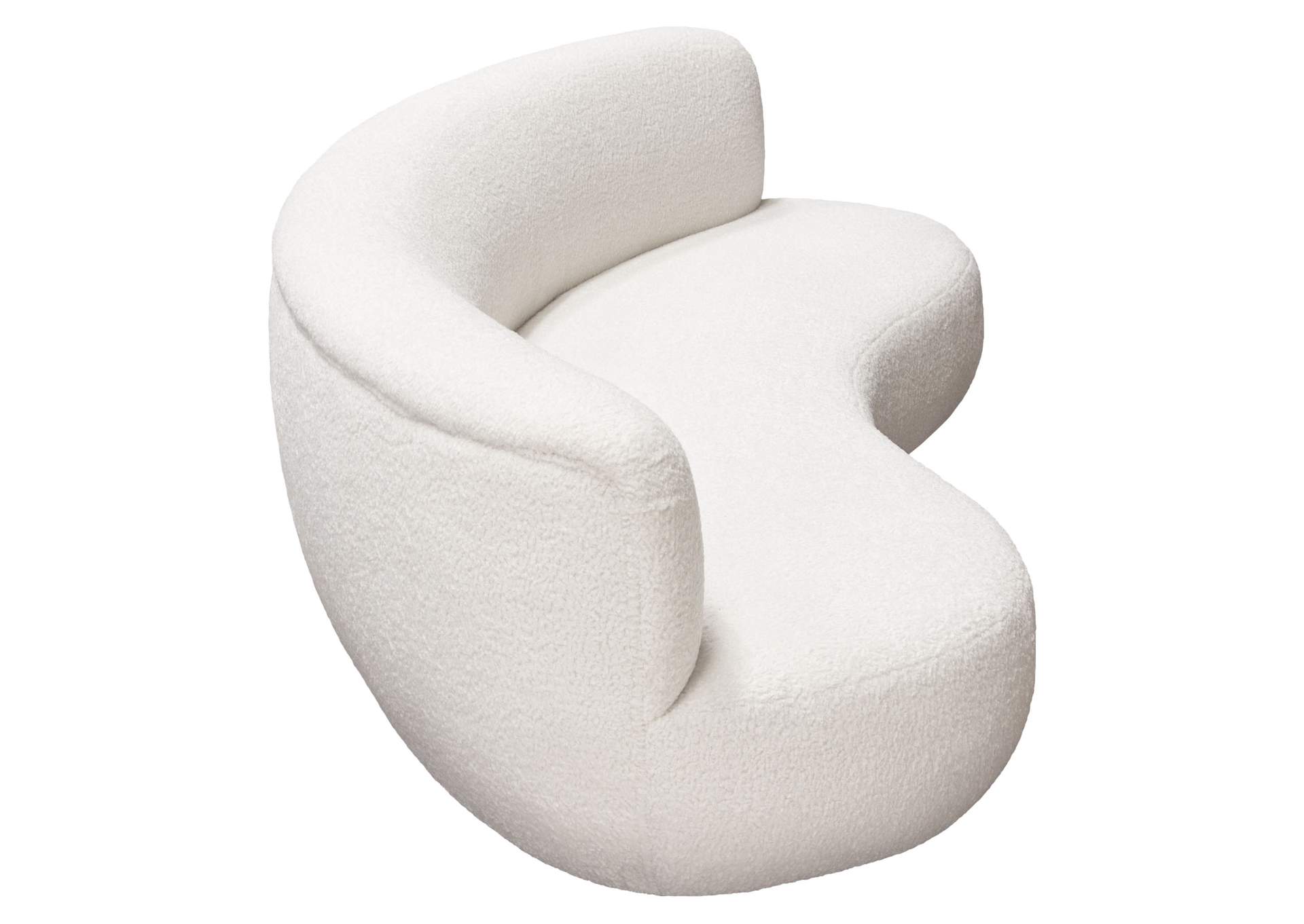 Simone Curved Sofa In White Faux Sheepskin Fabric image 9