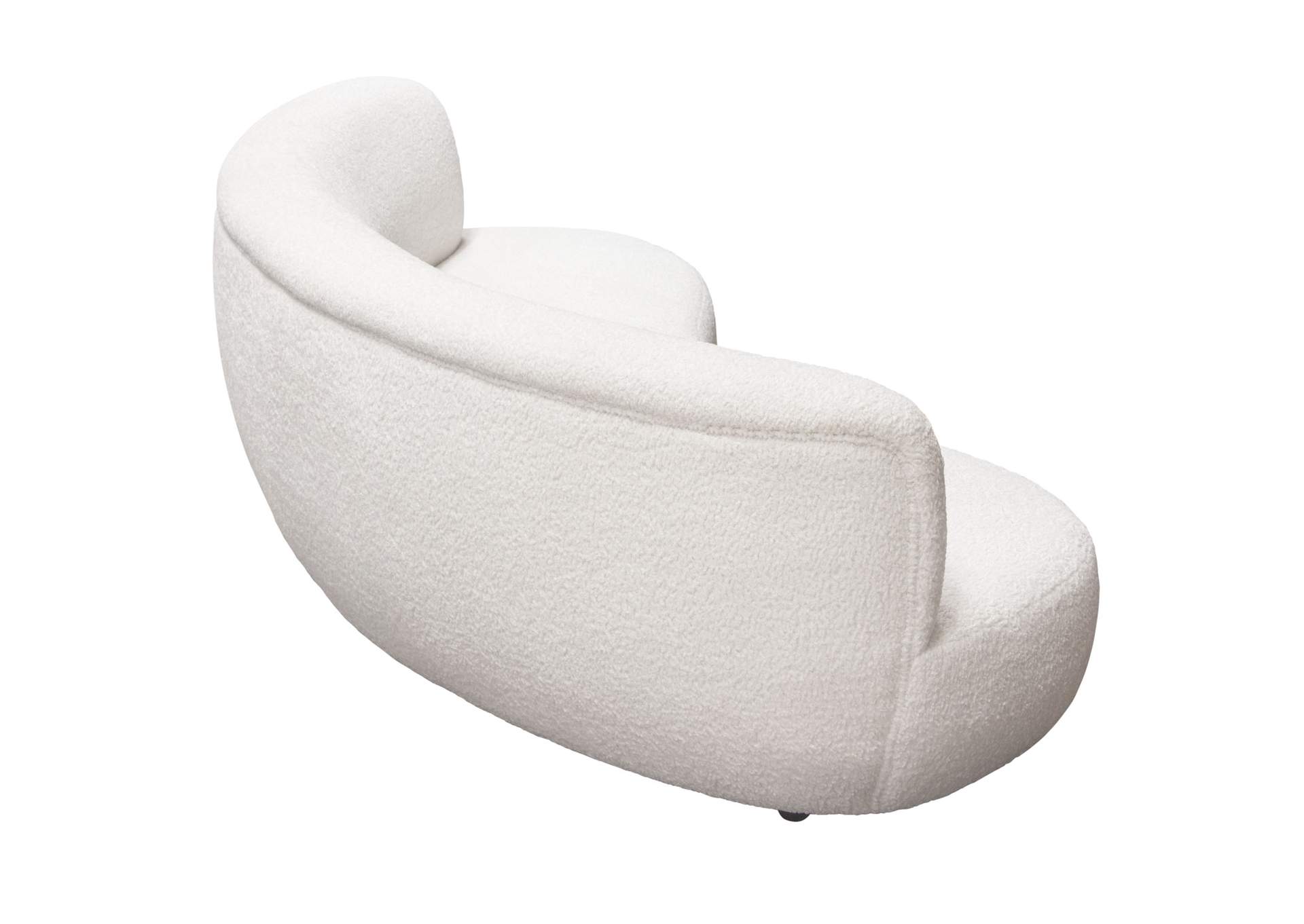 Simone Curved Sofa In White Faux Sheepskin Fabric image 6