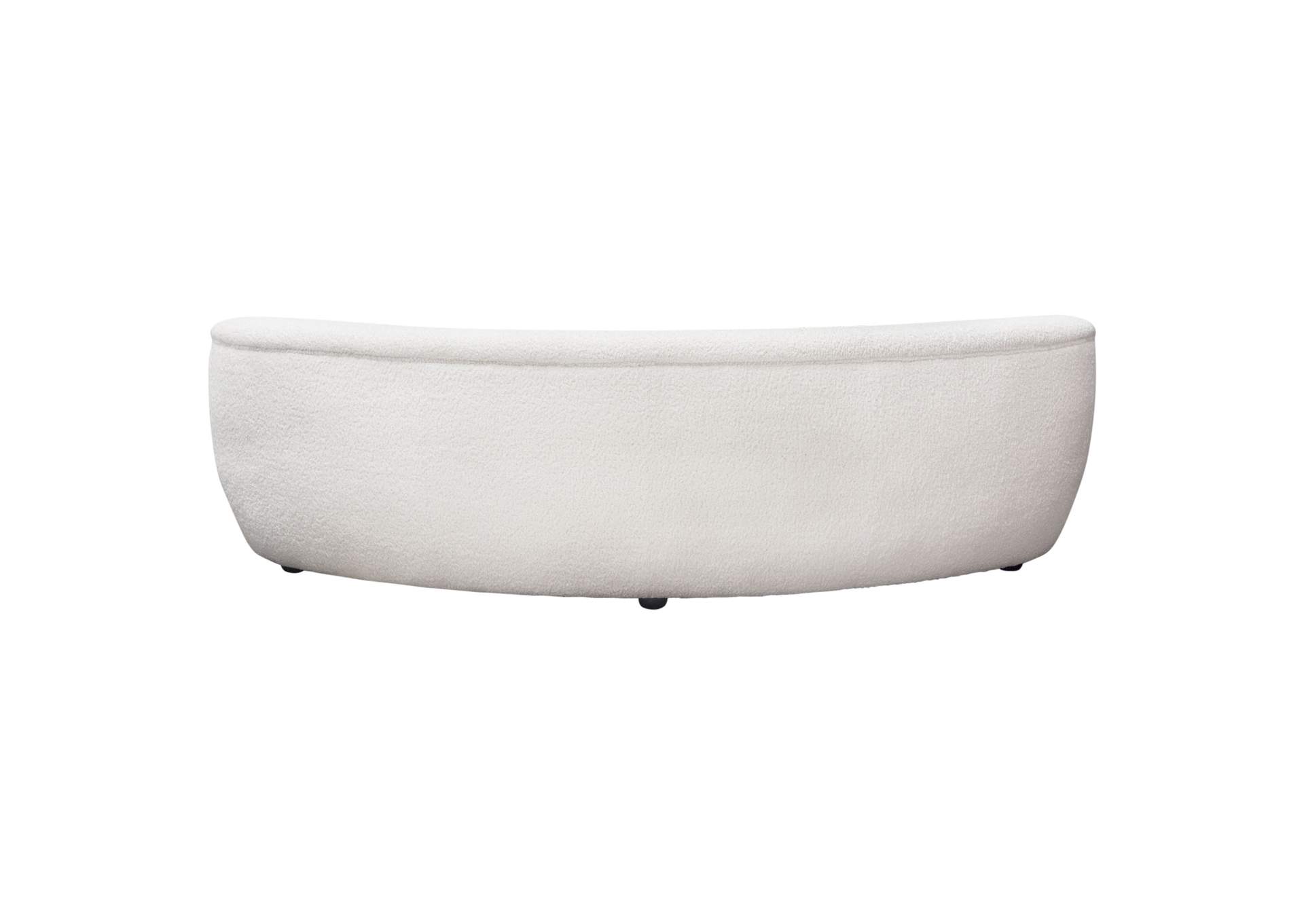 Simone Curved Sofa In White Faux Sheepskin Fabric image 5