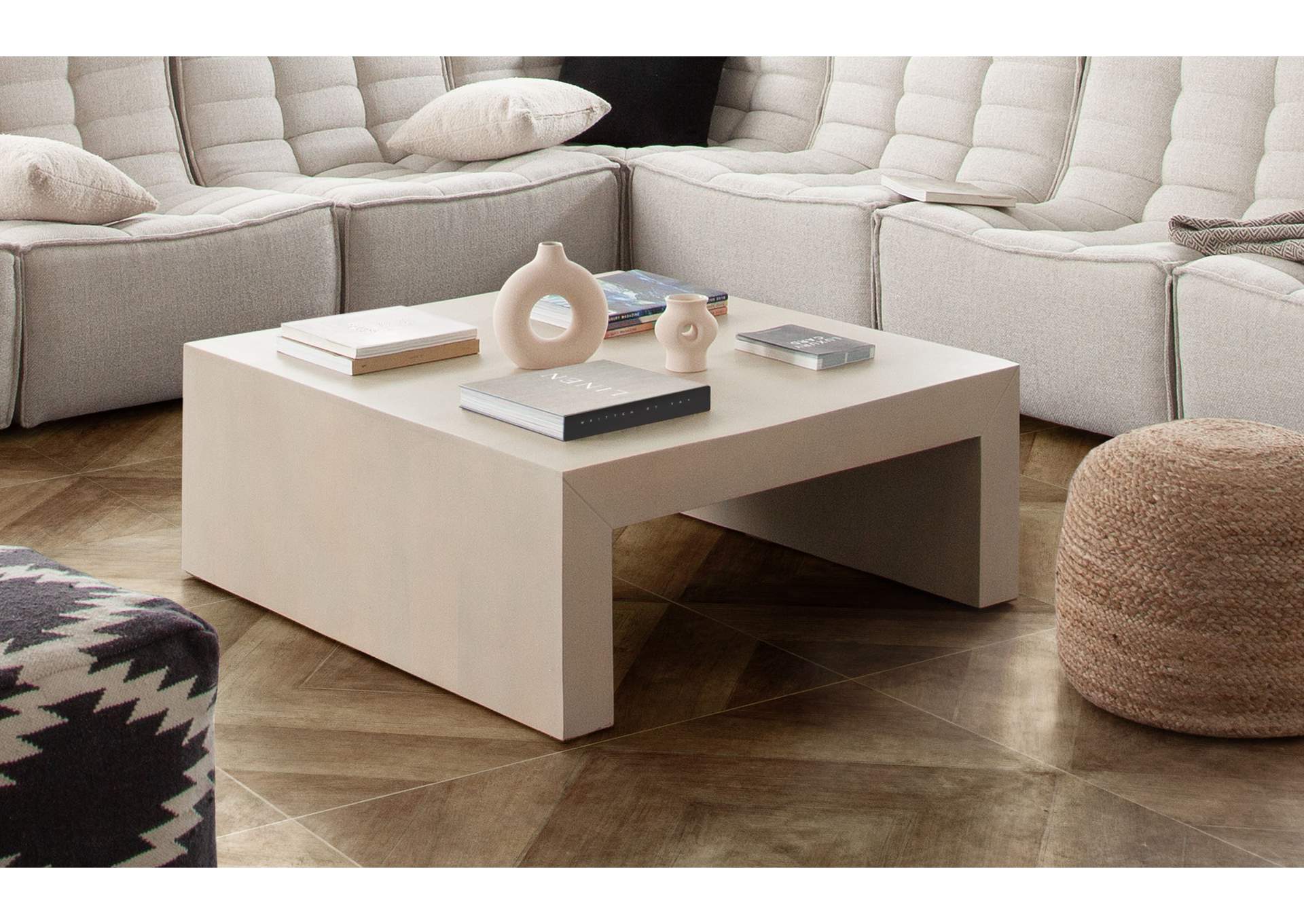 Sonoma 40" Square Wood Cocktail Table In Light Natural Grey Wash Finish image 1