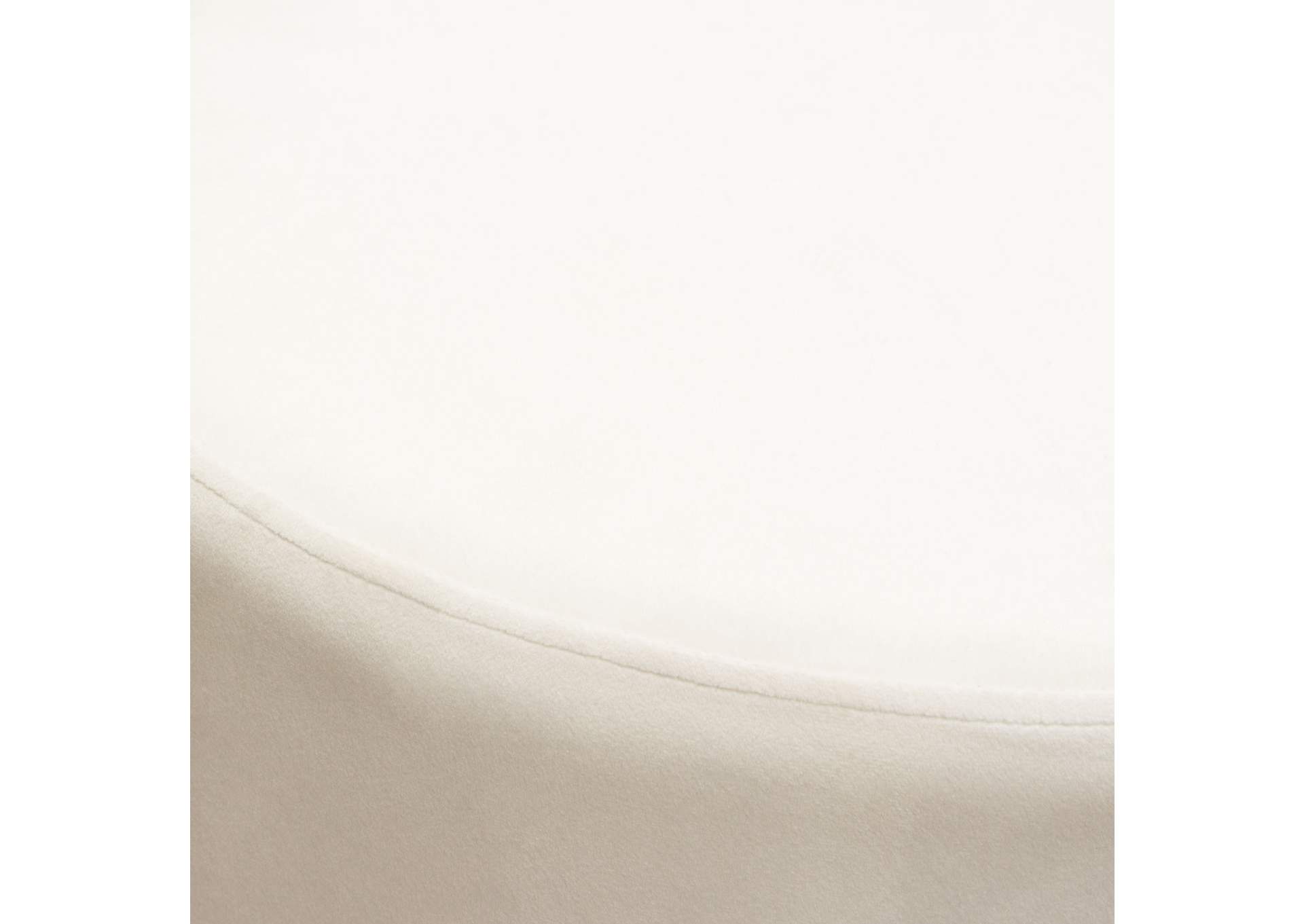 Sorbet Round Accent Ottoman In Cream Velvet W/ Gold Metal Band Accent image 11