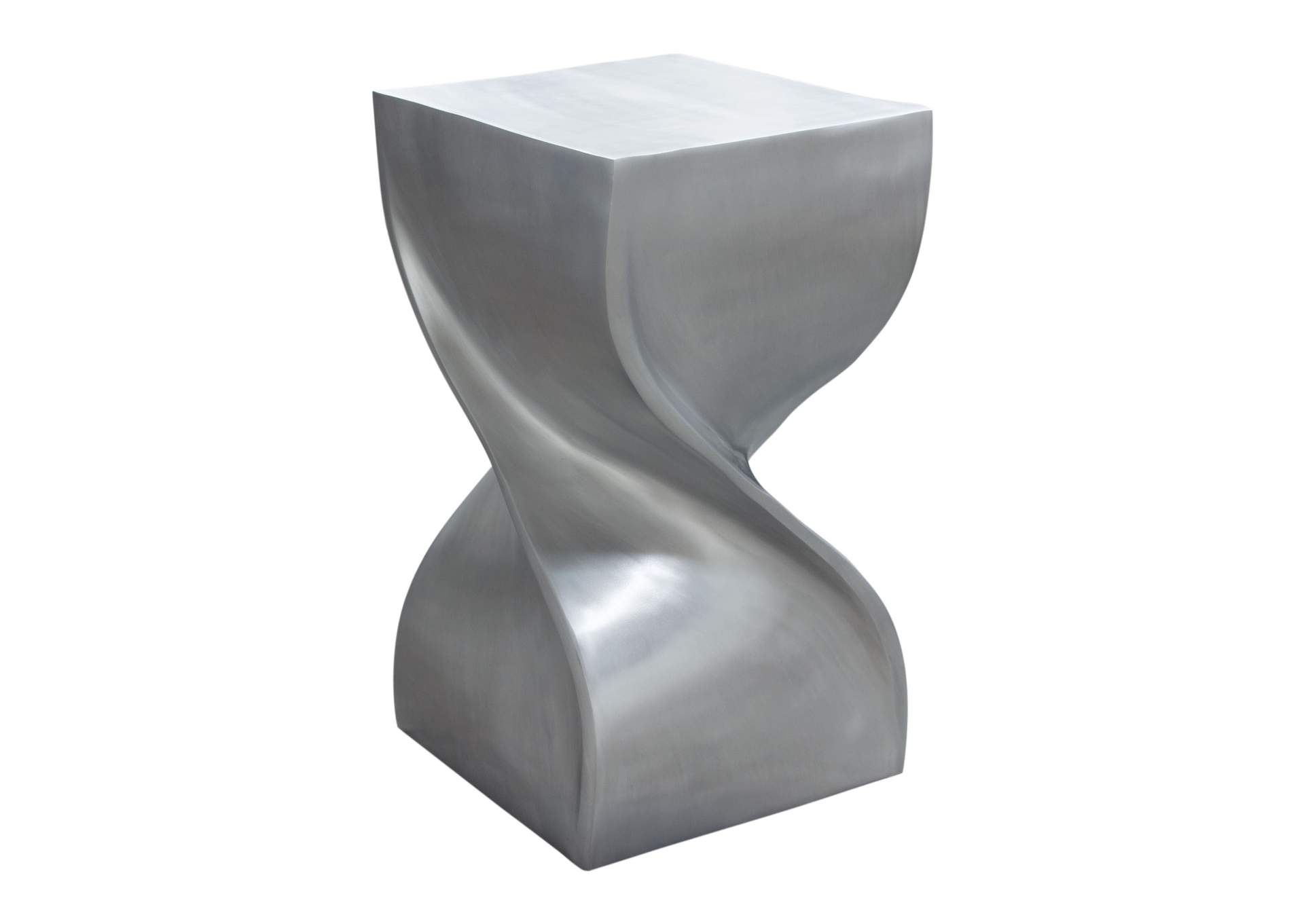 Spire Square Accent Table In Casted Aluminum In Nickel Finish