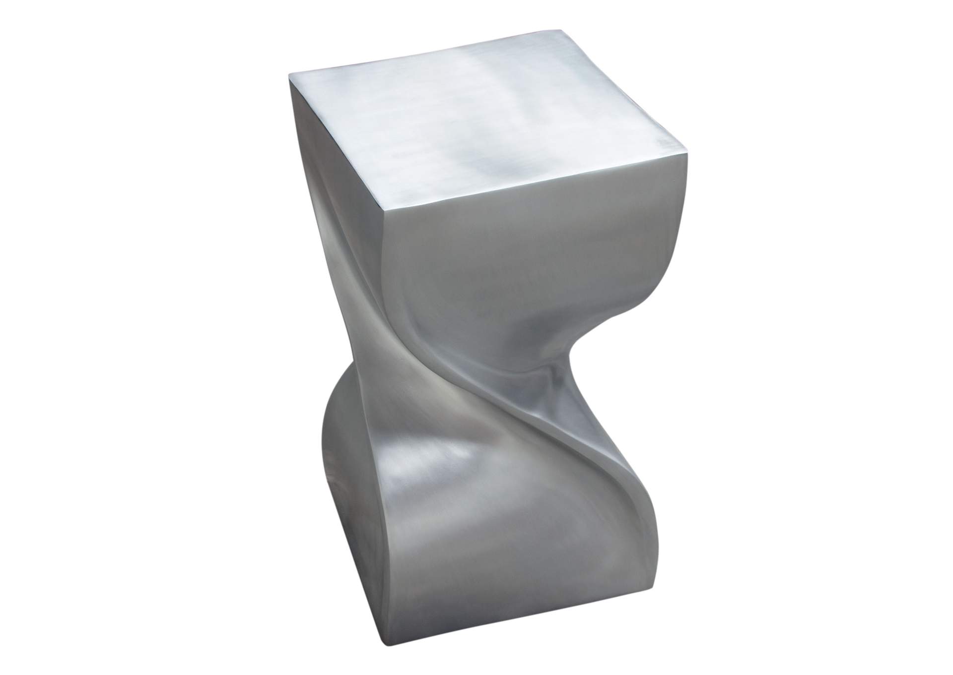 Spire Square Accent Table In Casted Aluminum In Nickel Finish image 3