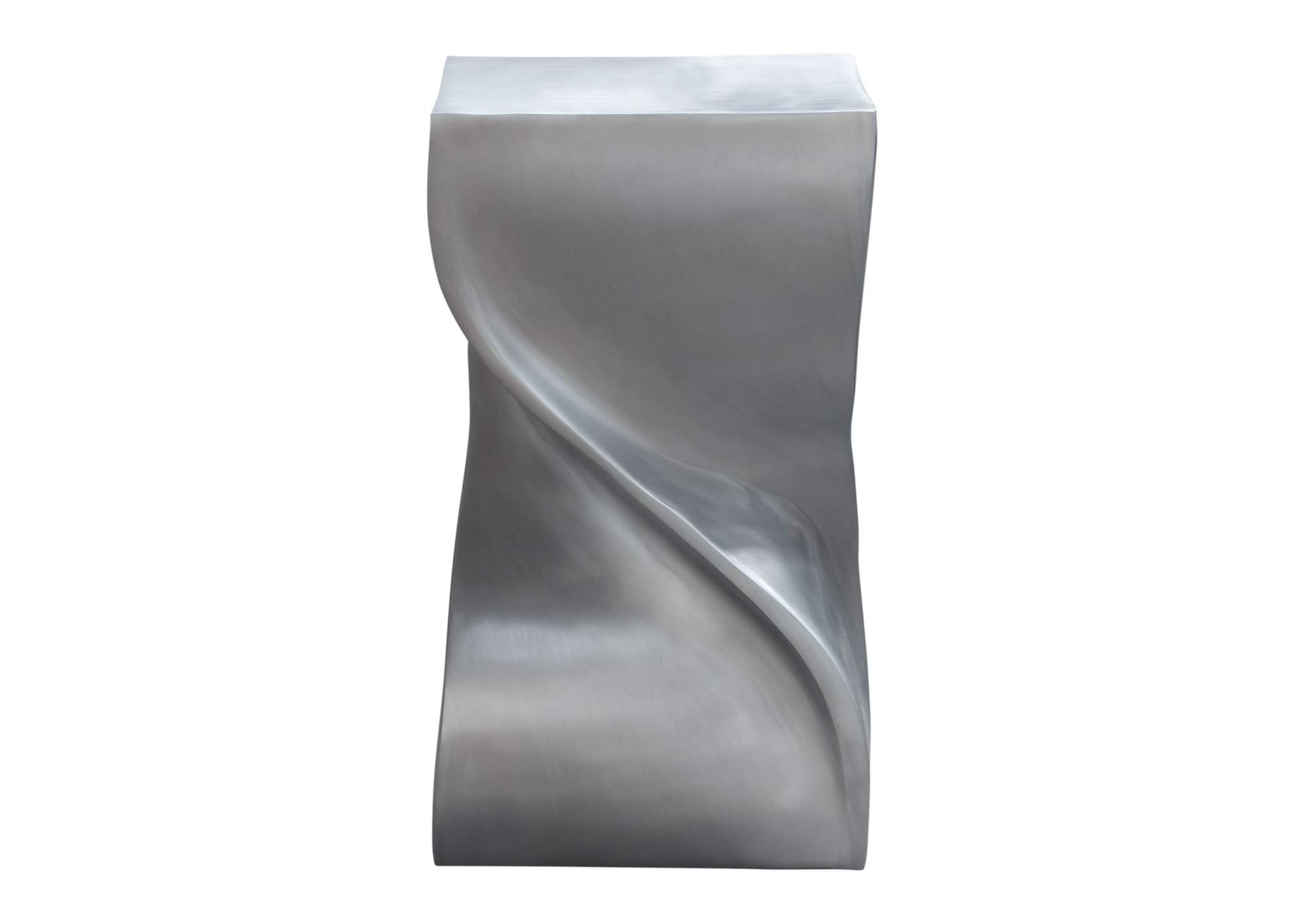 Spire Square Accent Table In Casted Aluminum In Nickel Finish image 4