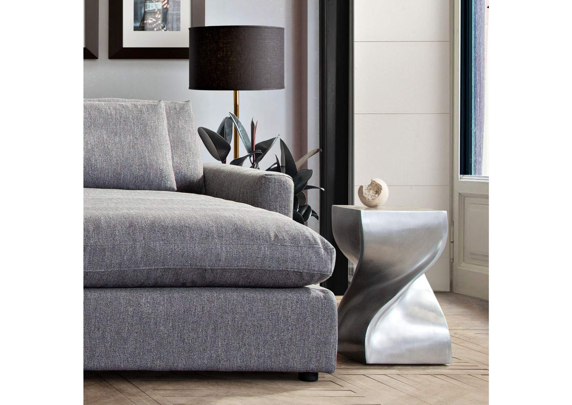 Spire Square Accent Table In Casted Aluminum In Nickel Finish image 6