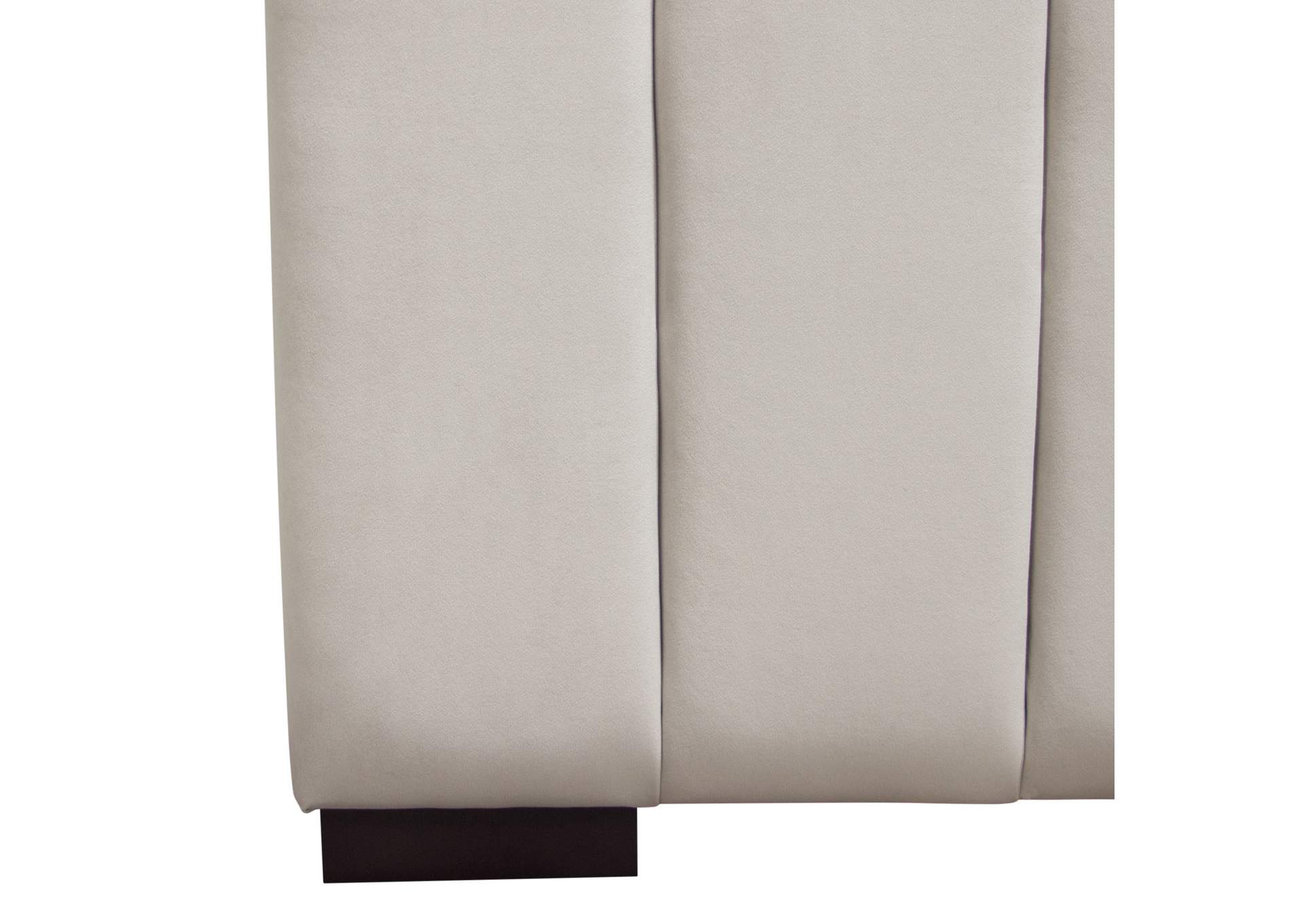 Venus Vertical Channel Tufted Eastern King Bed In Light Grey Velvet image 5
