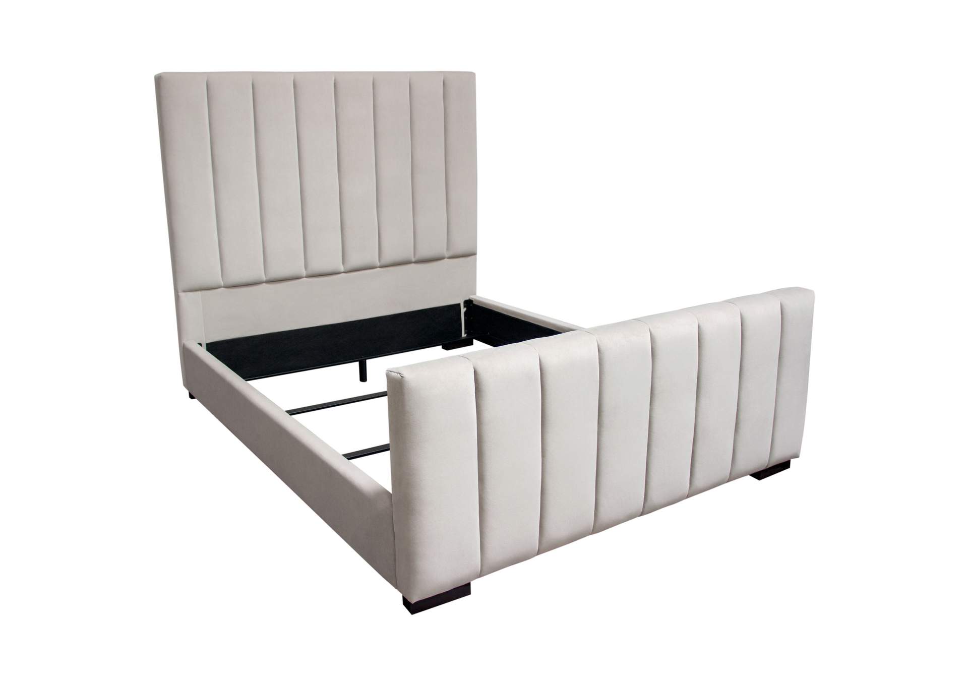 Venus Vertical Channel Tufted Eastern King Bed In Light Grey Velvet image 7